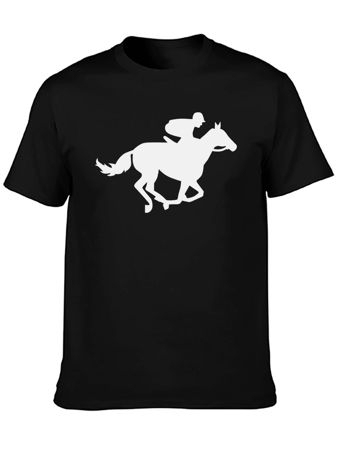 Horse Racing Silhouette Black T-Shirt