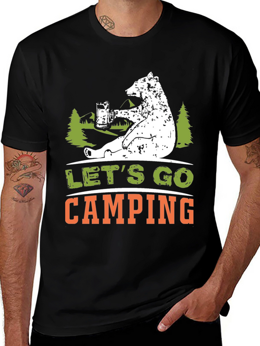 Lets Go Camping Bear Graphic T-Shirt