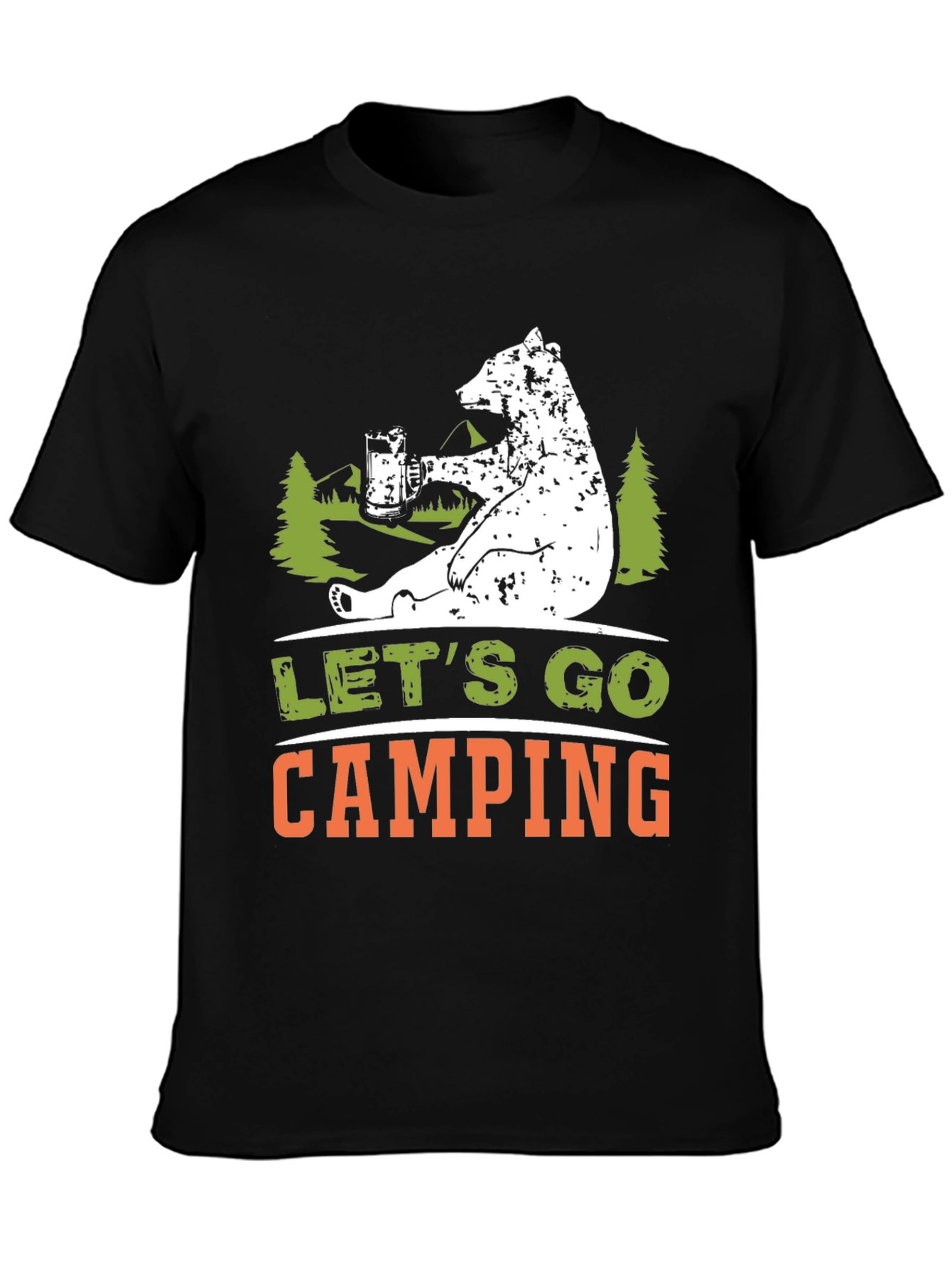 Lets Go Camping Bear Graphic T-Shirt