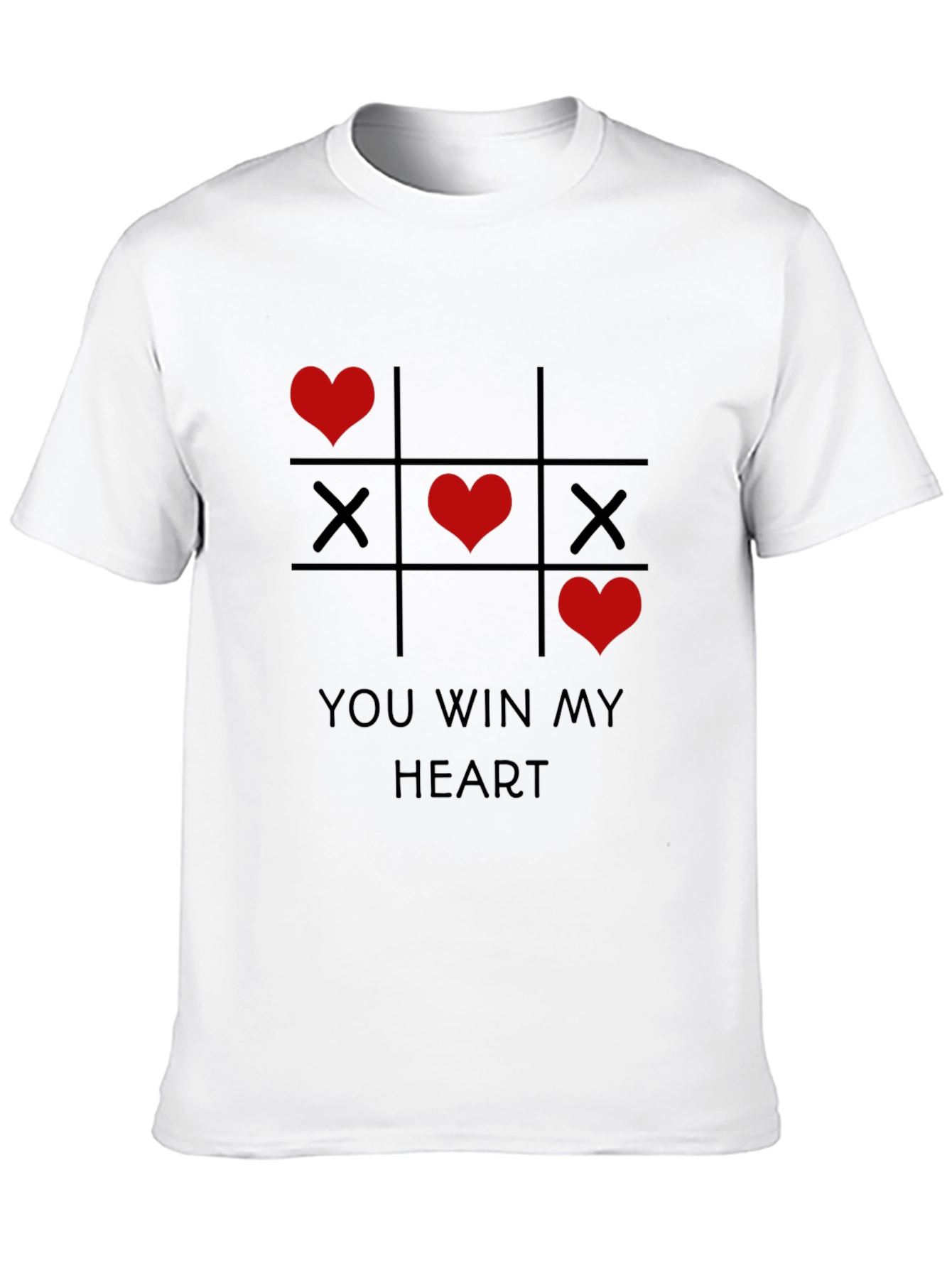 Valentines Day Tic-Tac-Toe You Win My Heart Black Tee