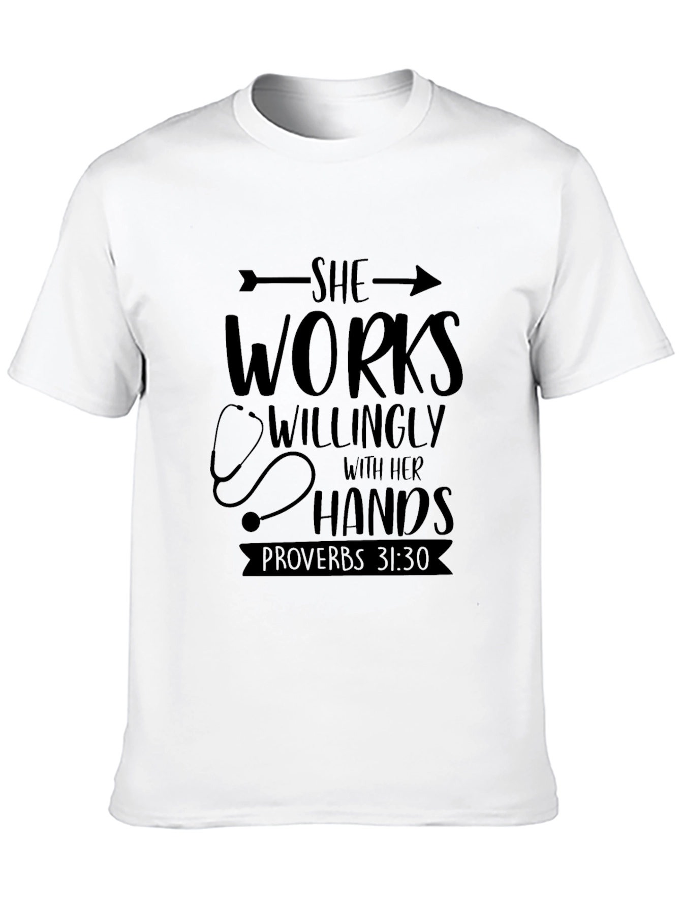 She Works Willingly Black Graphic T-Shirt