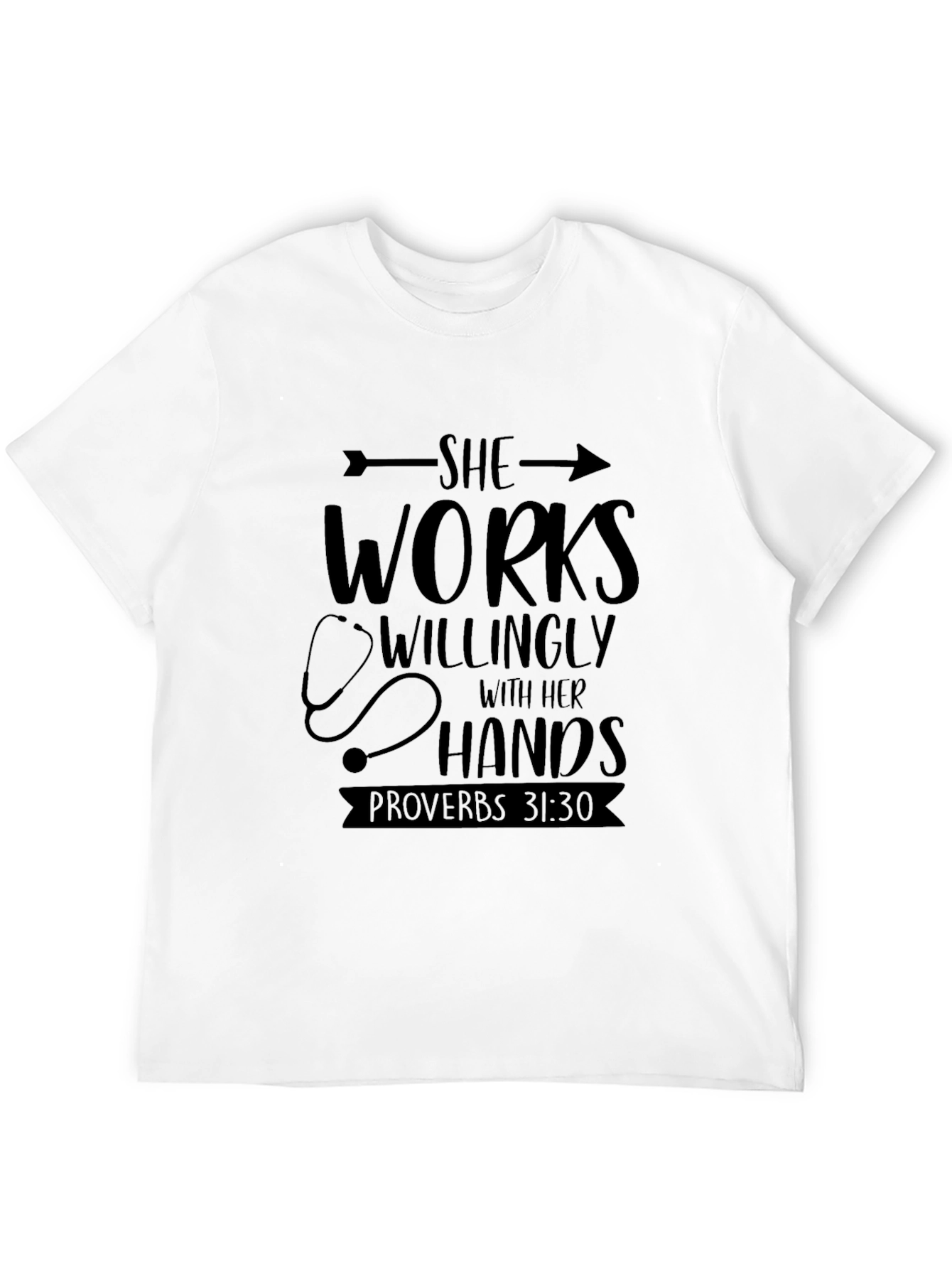 She Works Willingly Black Graphic T-Shirt