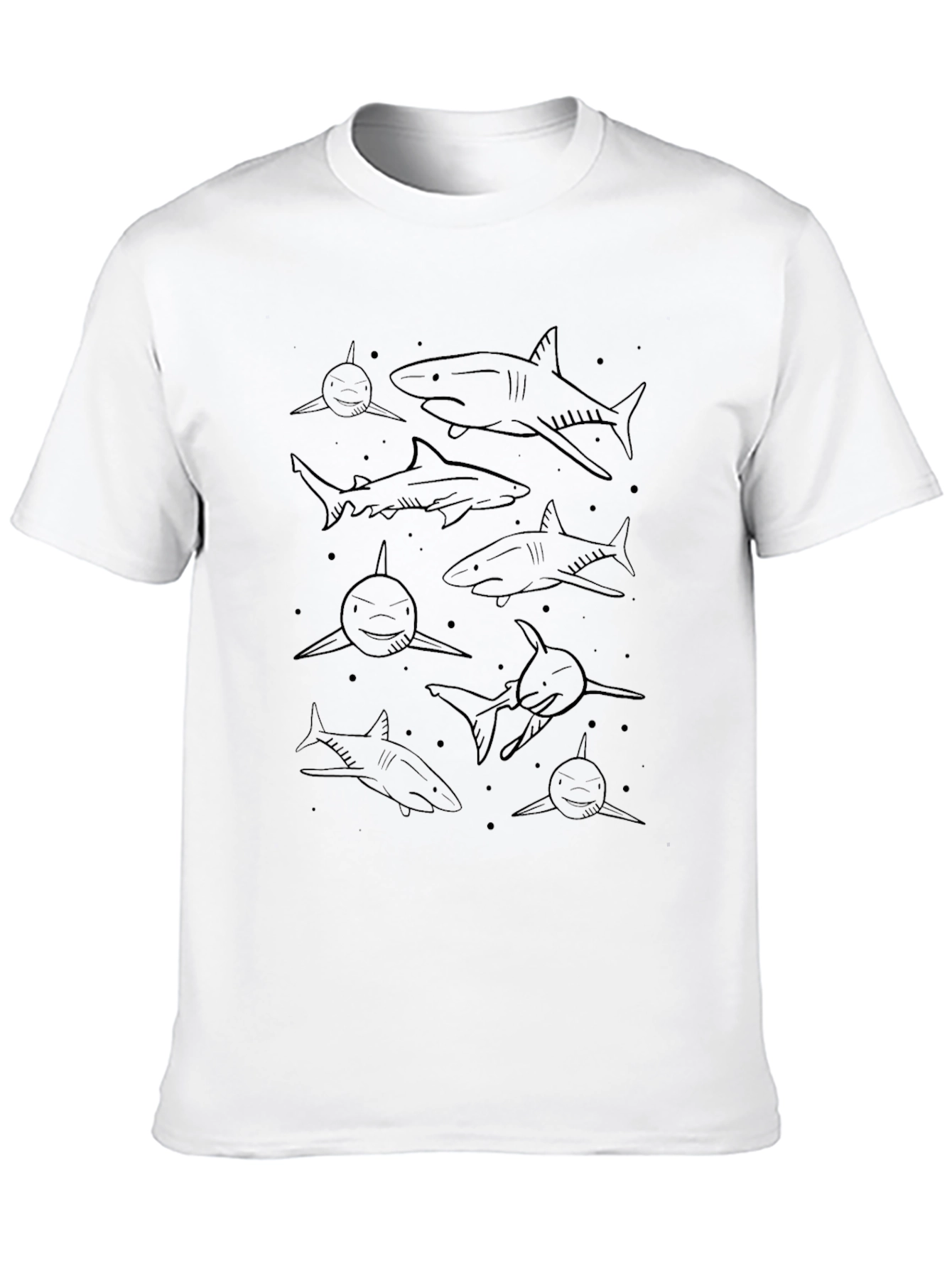 Mens Shark Pattern Black Graphic Tee