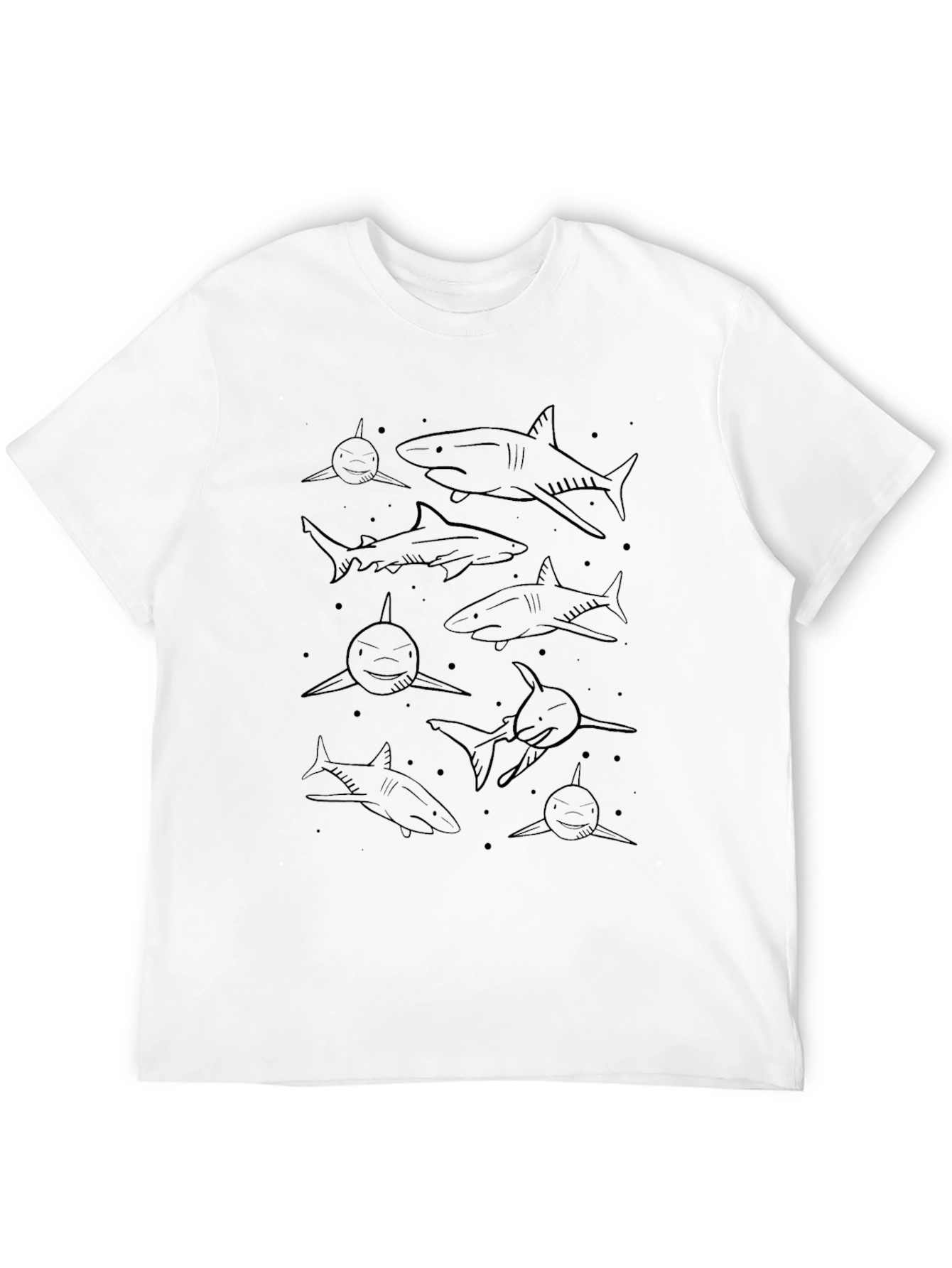 Mens Shark Pattern Black Graphic Tee