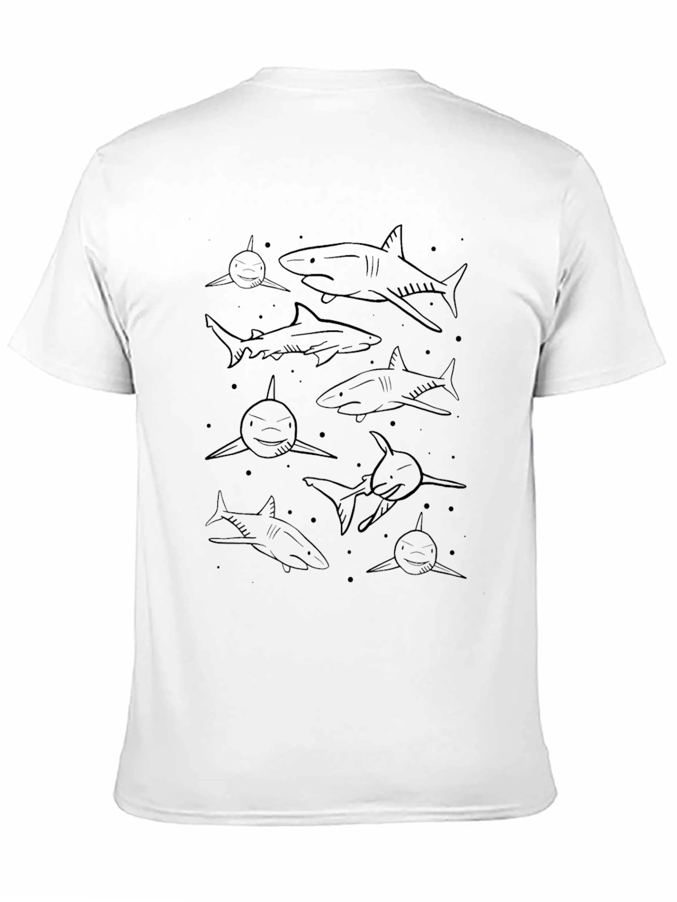 Mens Shark Pattern Black Graphic Tee