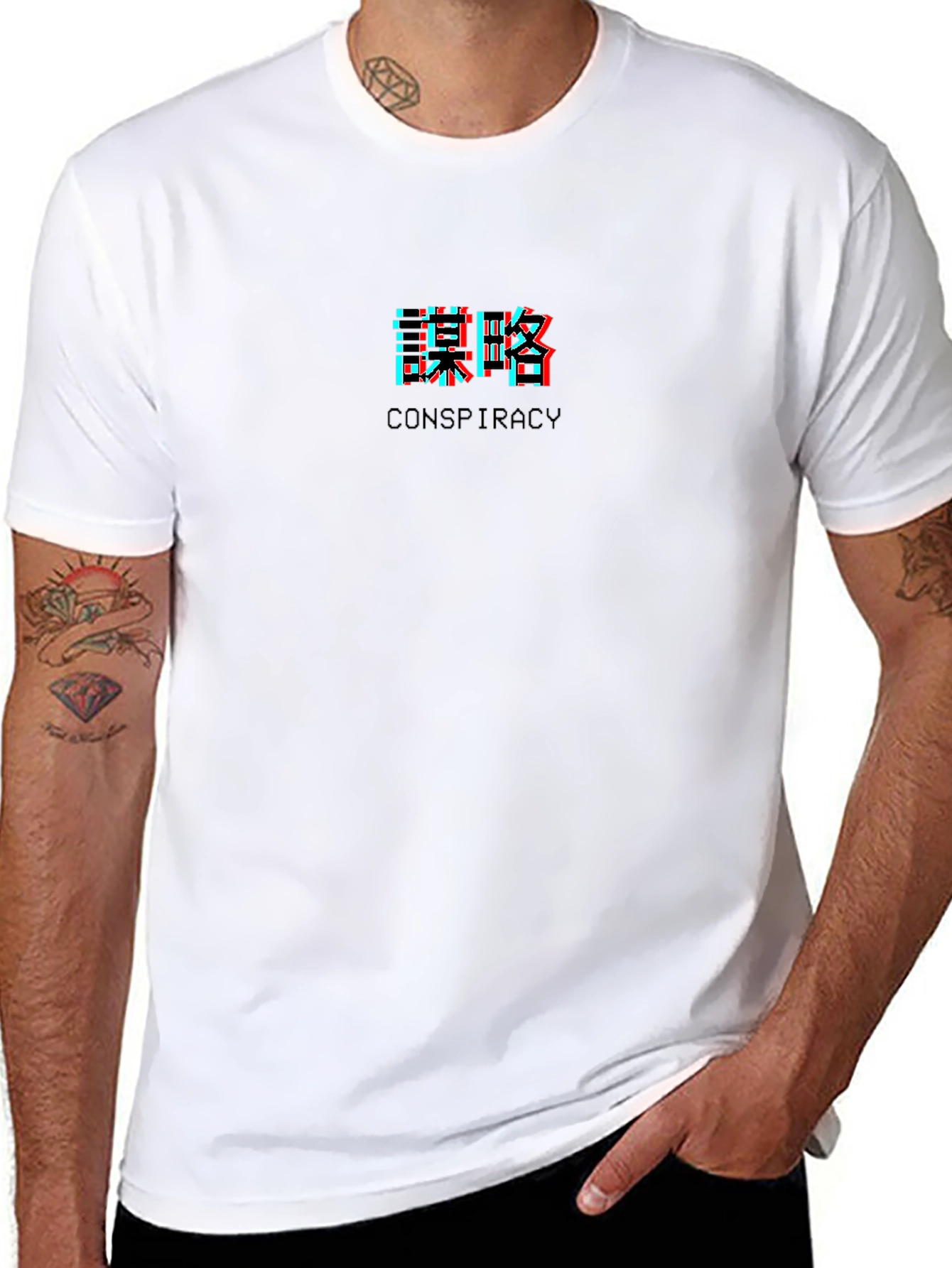 Conspiracy Glitch Tee - Black Cotton Crew Neck T-Shirt