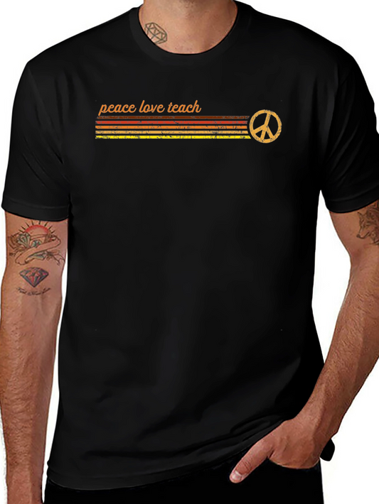 Peace Love Teach Retro Graphic Tee