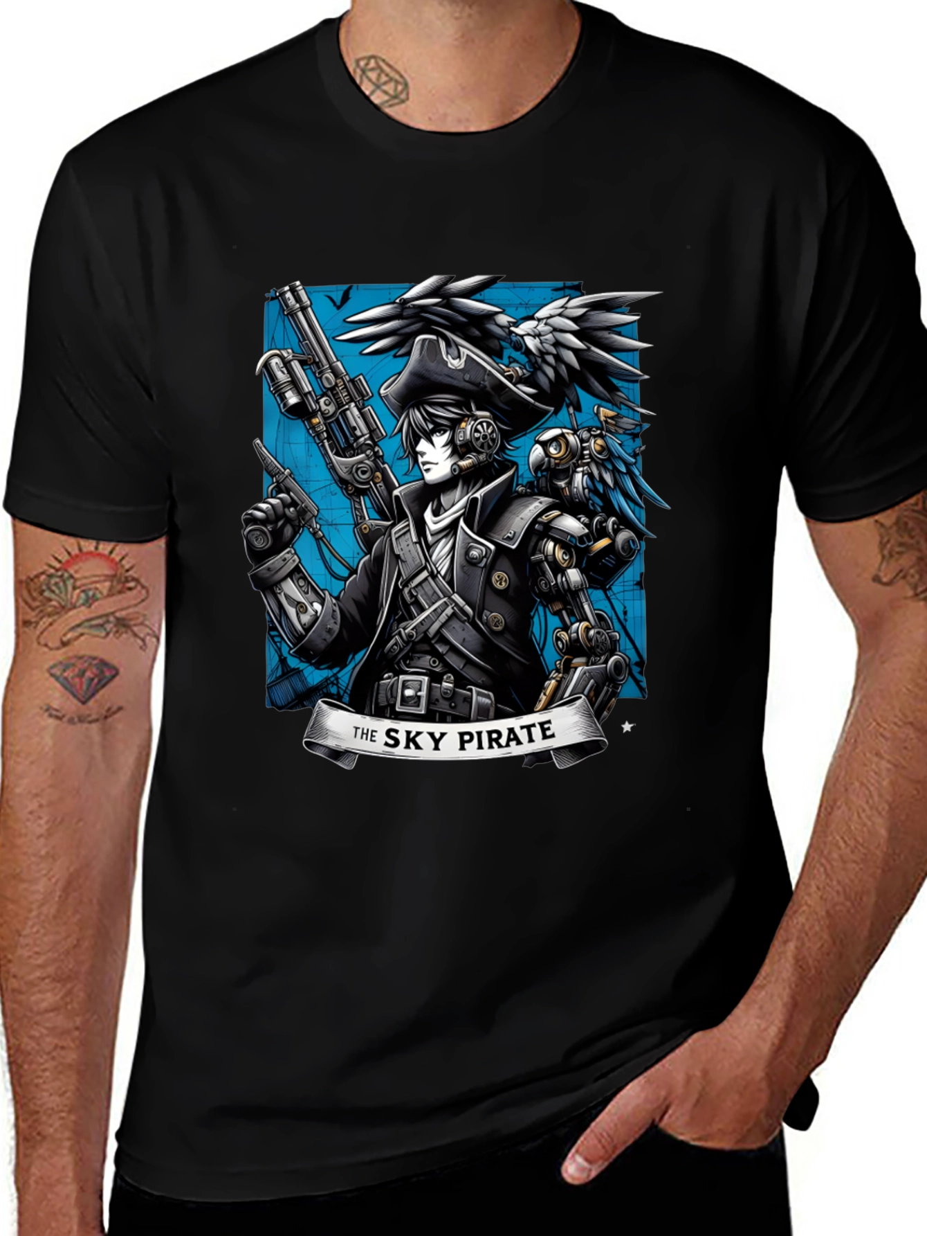 Sky Pirate Graphic T-Shirt - Steampunk Style