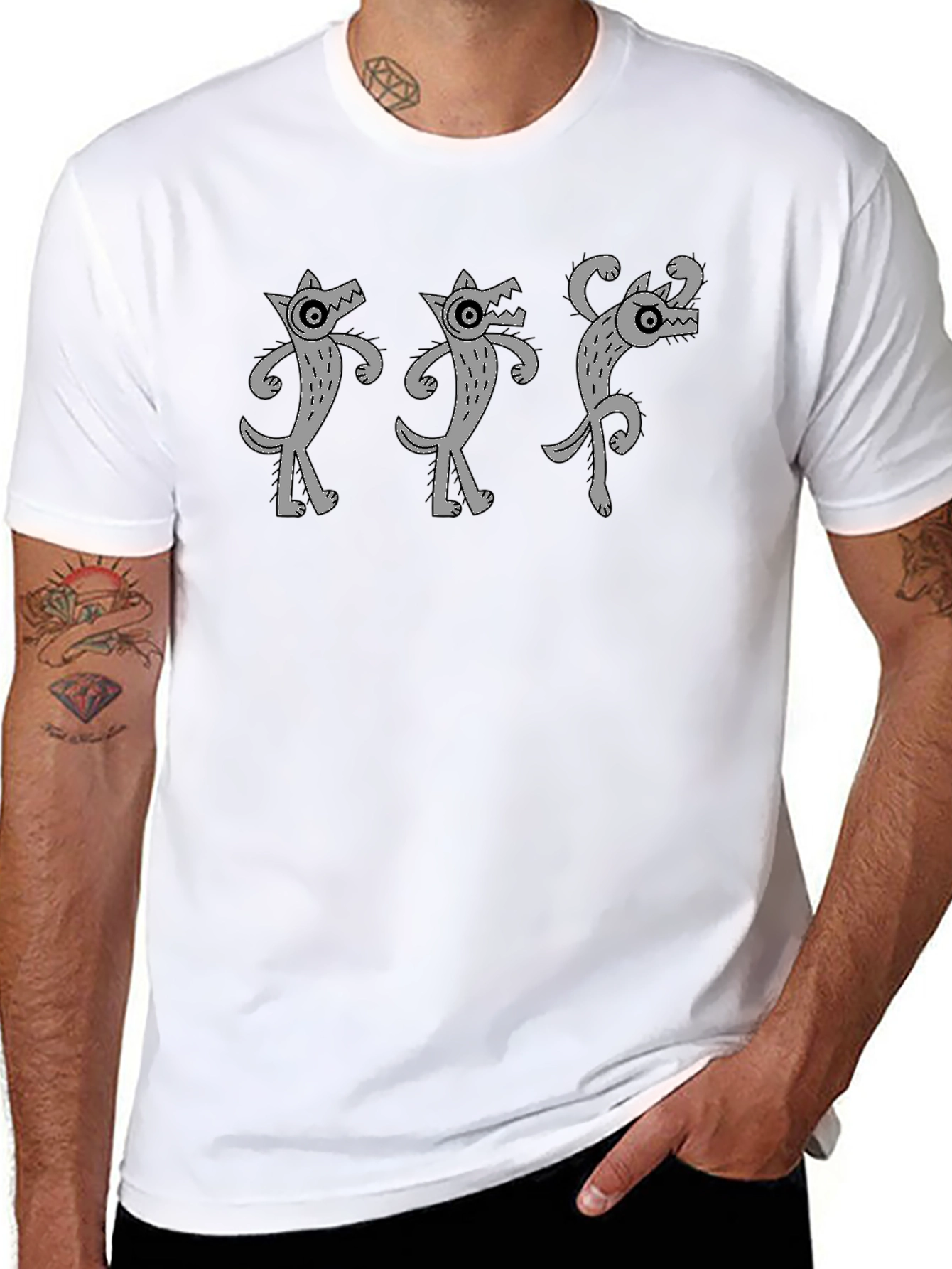 Dancing Wolves Black T-Shirt