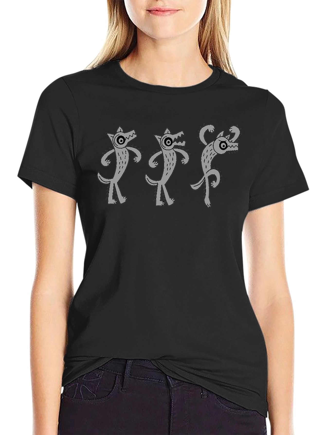 Dancing Wolves Black T-Shirt