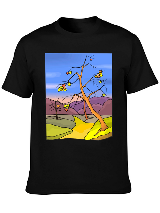 Autumn Landscape Graphic Tee - Black