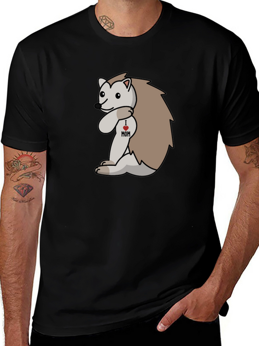 I Heart Mom Hedgehog Black T-Shirt