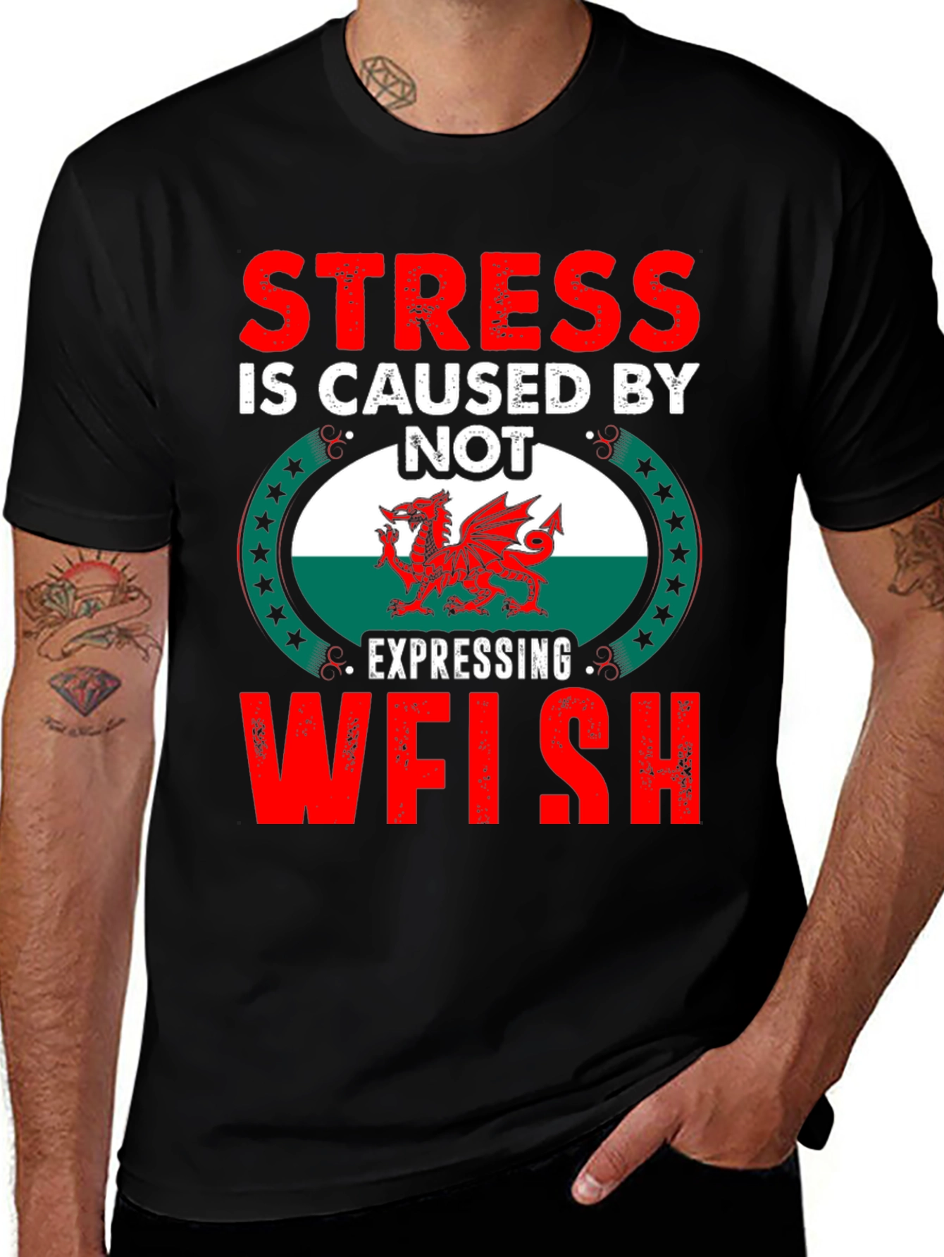 Stress is Caused by Not Expressing Welsh T-Shirt