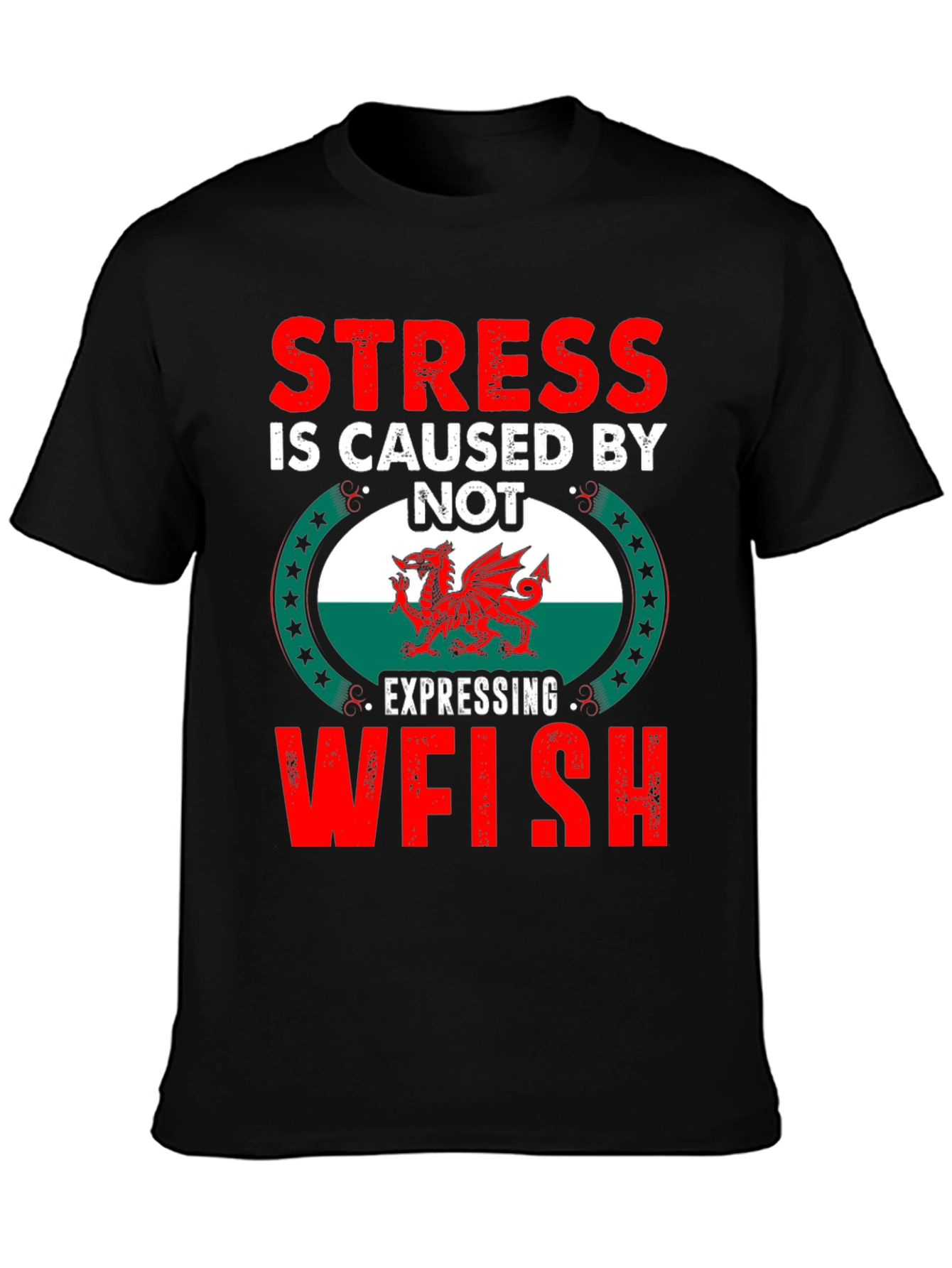 Stress is Caused by Not Expressing Welsh T-Shirt