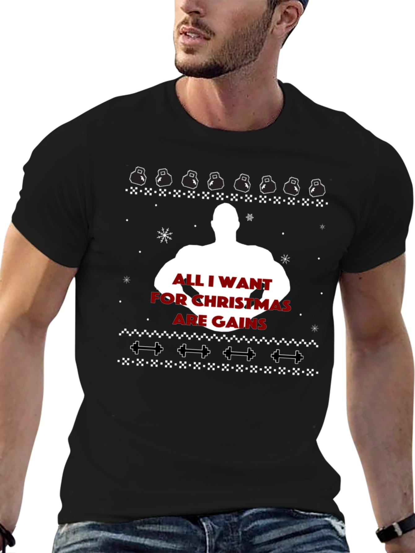 Gains Christmas Ugly Sweater Graphic Tee