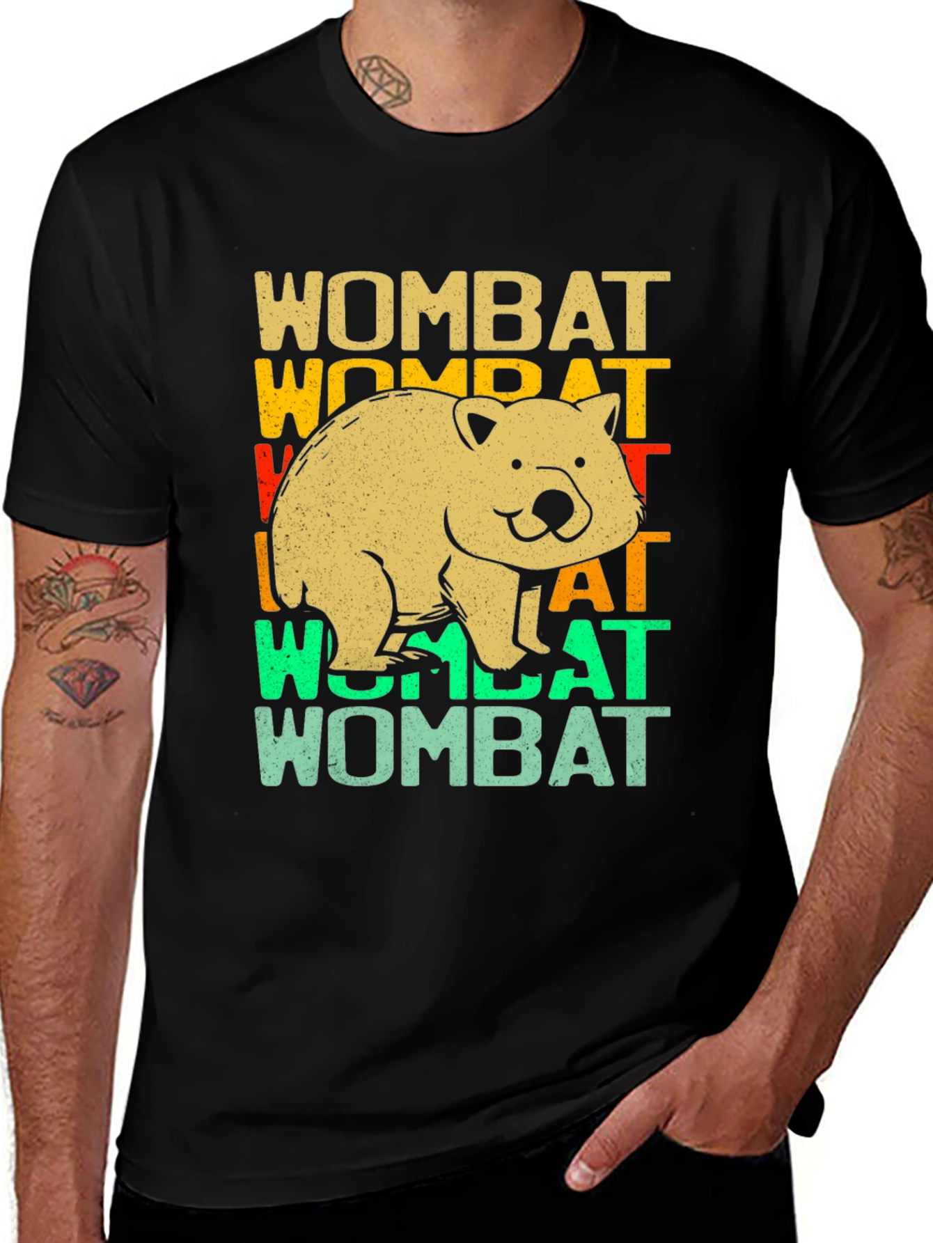 Retro Wombat Graphic T-Shirt - Unisex Cotton Tee