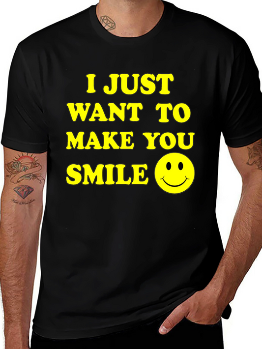 Make You Smile Graphic Tee - Black Cotton T-Shirt