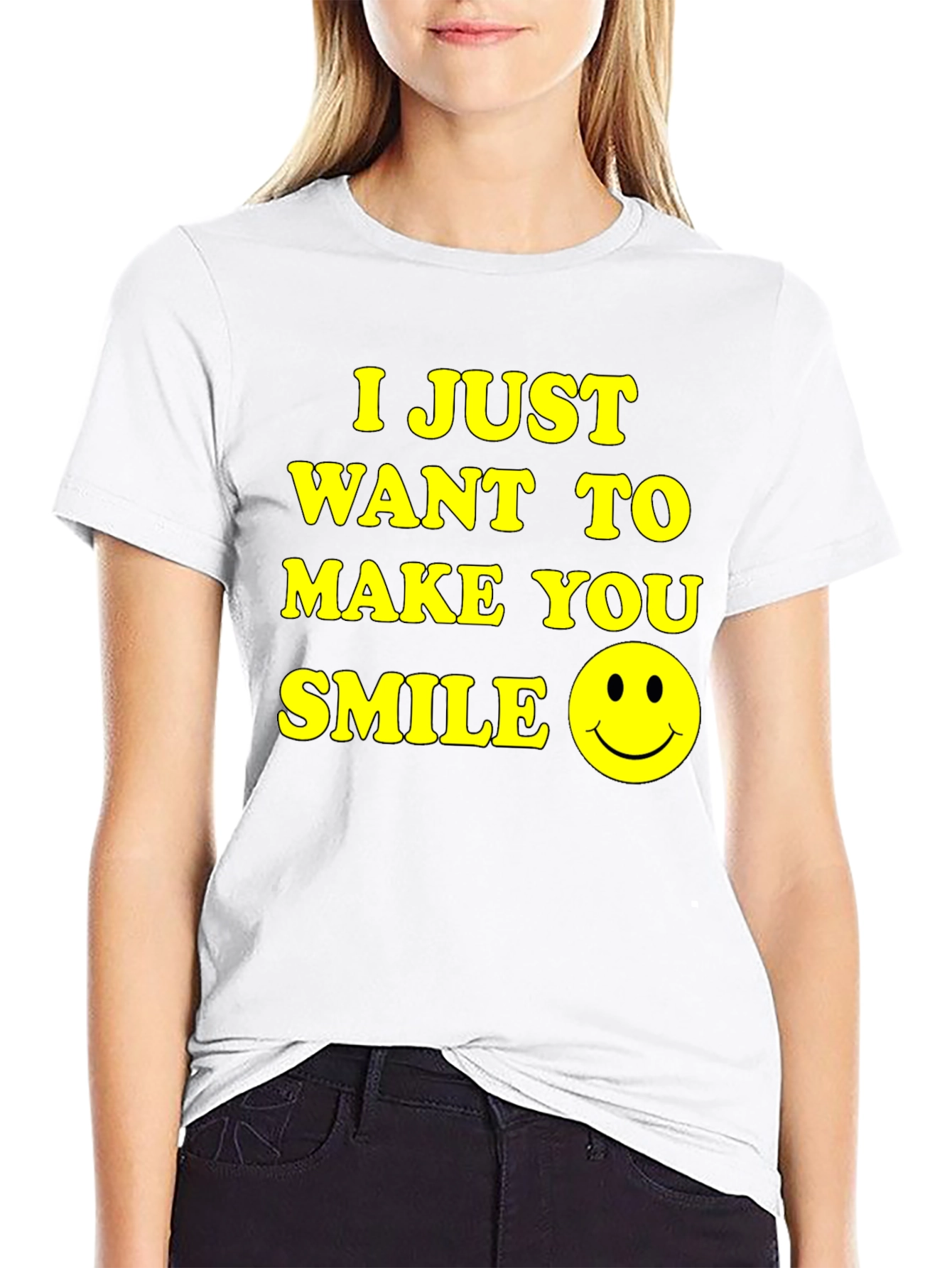 Make You Smile Graphic Tee - Black Cotton T-Shirt