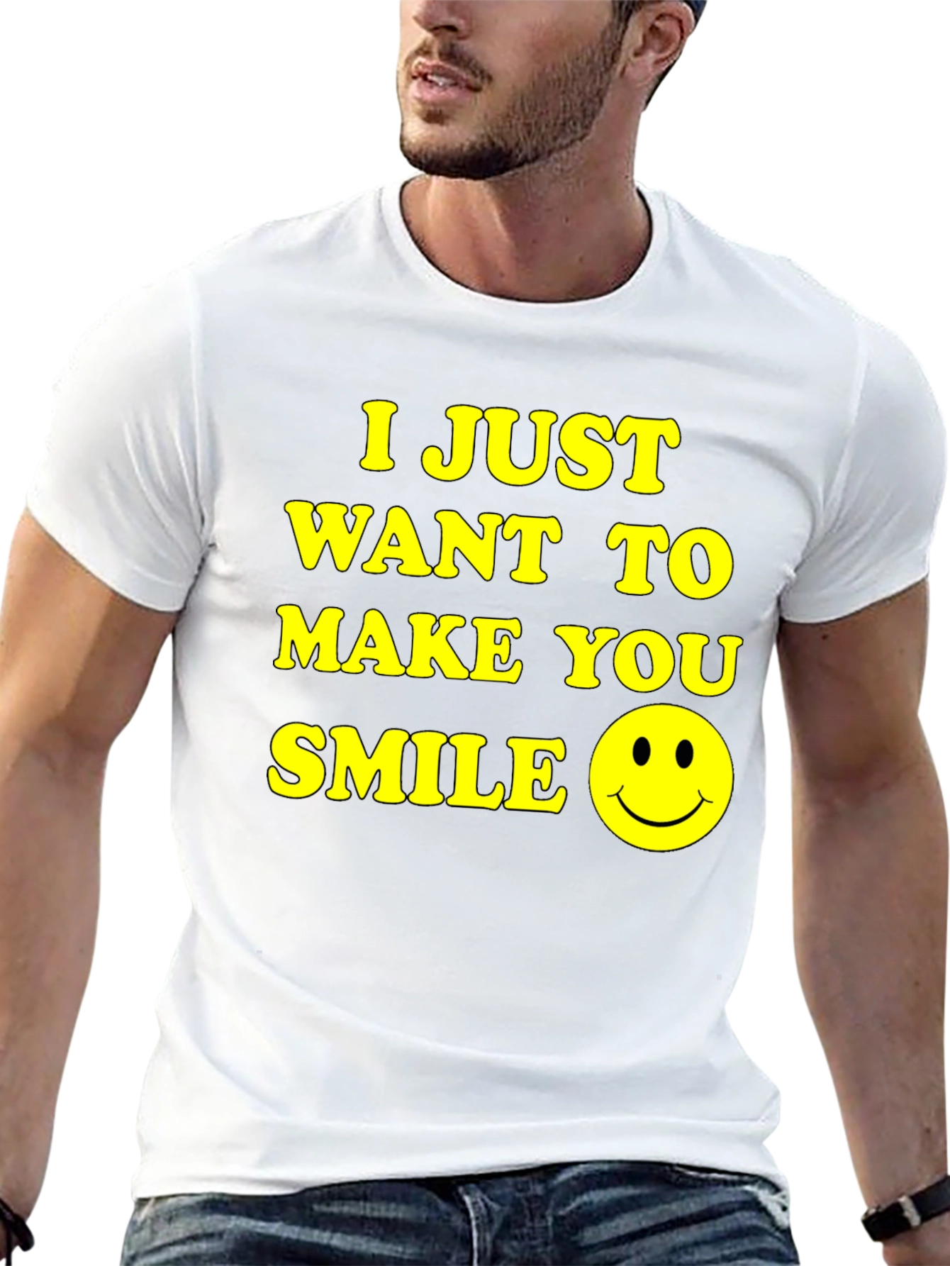 Make You Smile Graphic Tee - Black Cotton T-Shirt