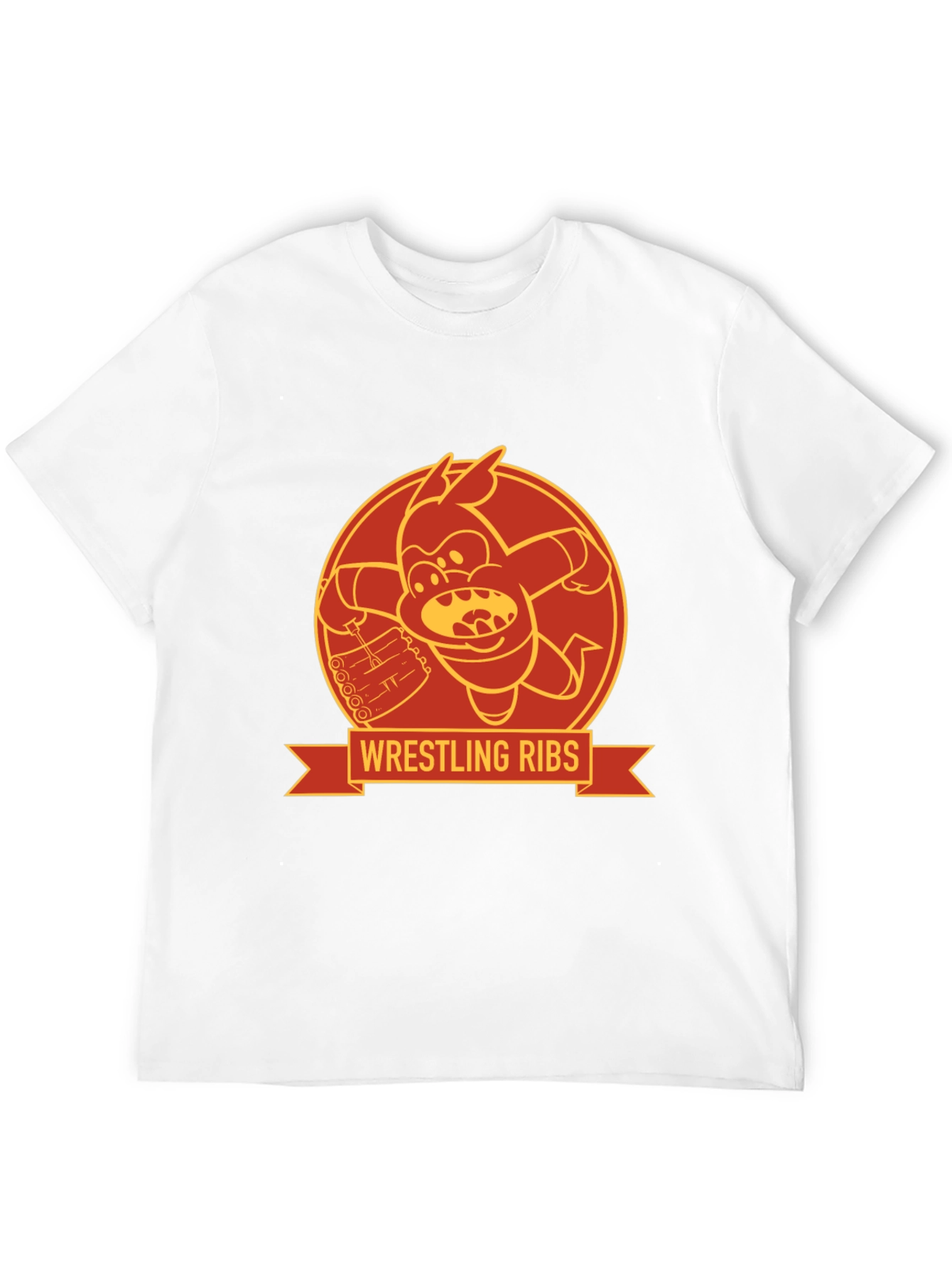 Wrestling Ribs Funny Cartoon Graphic Tee