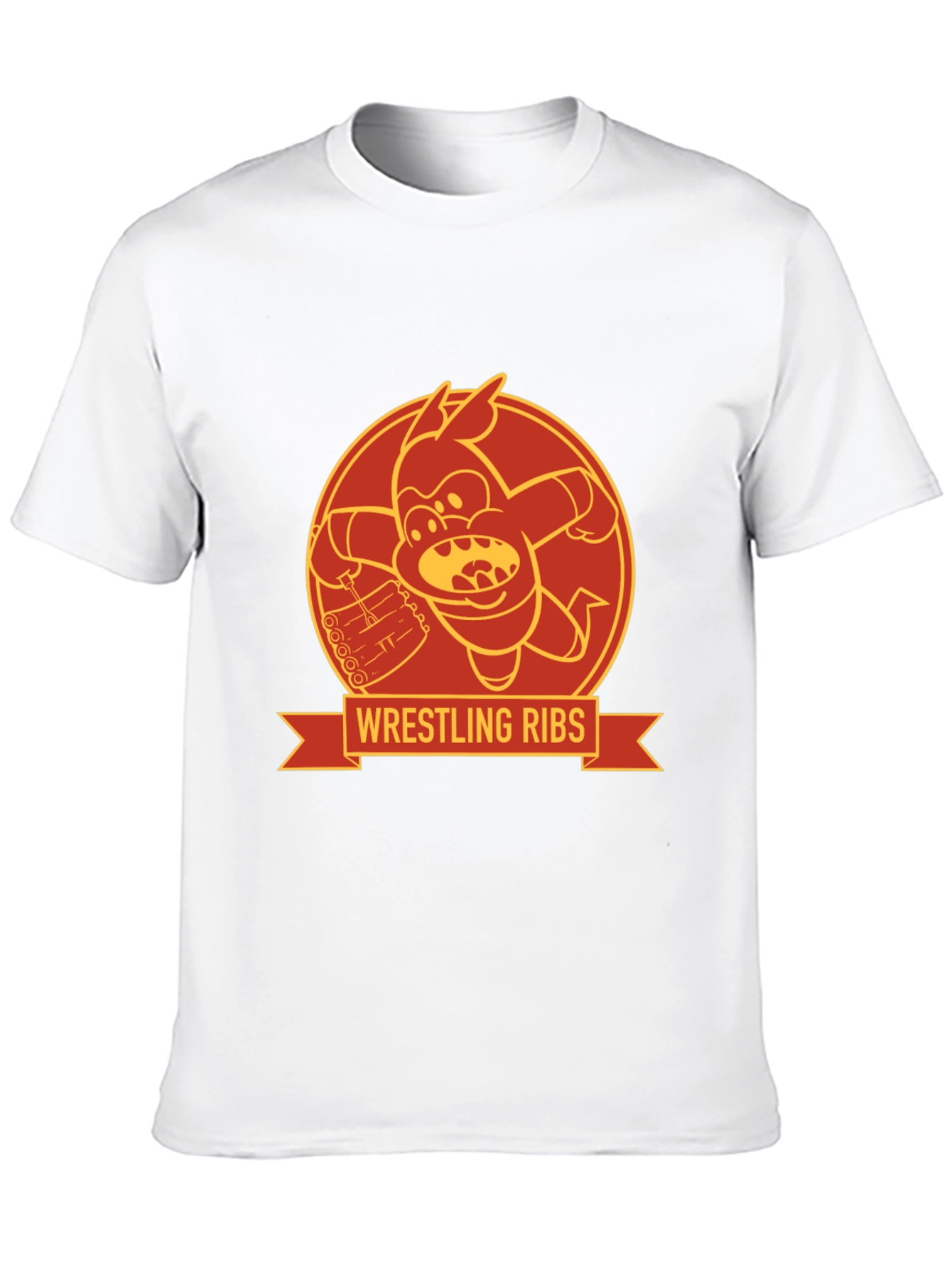Wrestling Ribs Funny Cartoon Graphic Tee