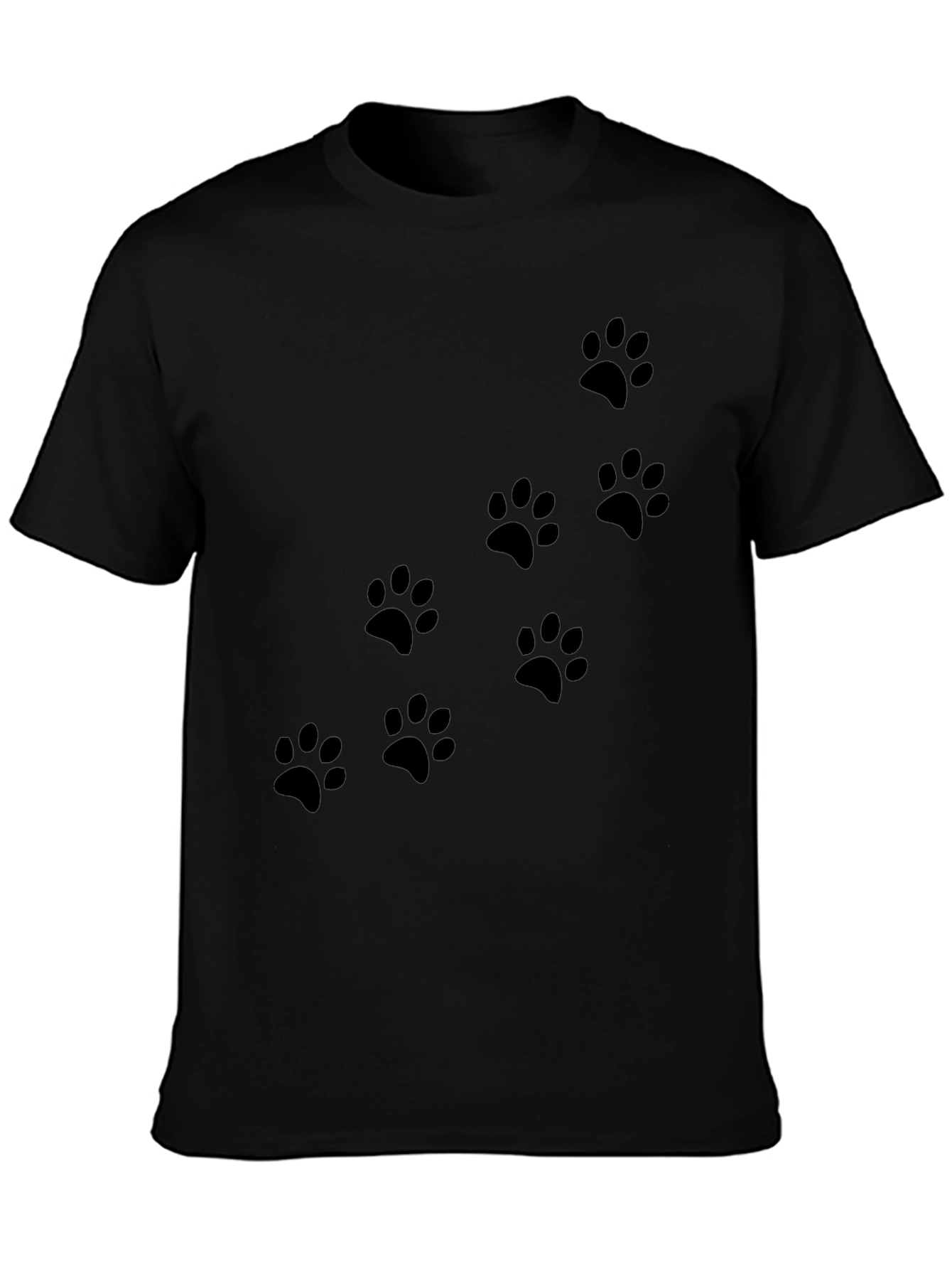 Mens Black Paw Print T-Shirt - Casual Style