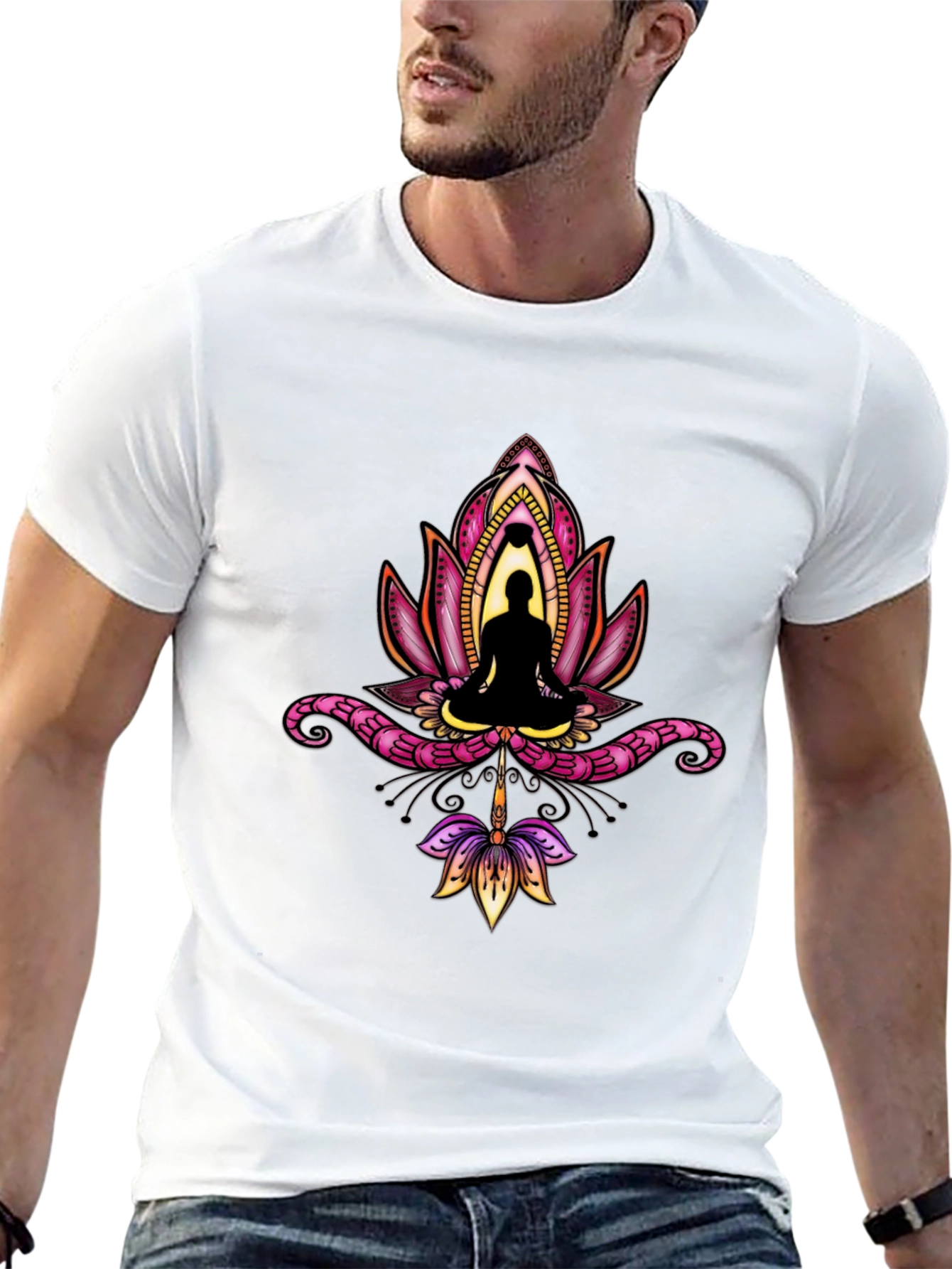 Lotus Buddha Graphic Tee - Black T-Shirt