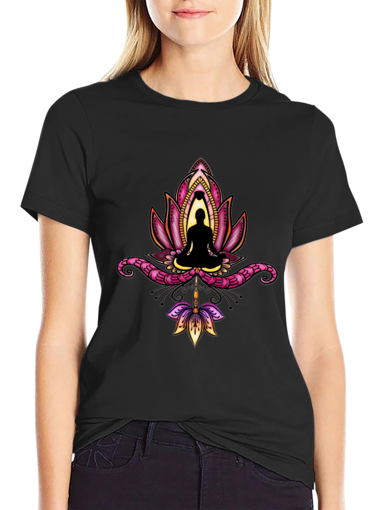 Lotus Buddha Graphic Tee - Black T-Shirt