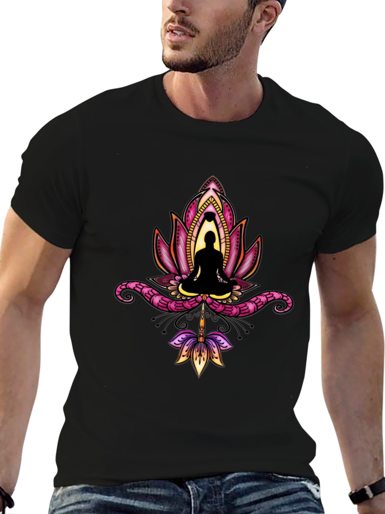 Lotus Buddha Graphic Tee - Black T-Shirt