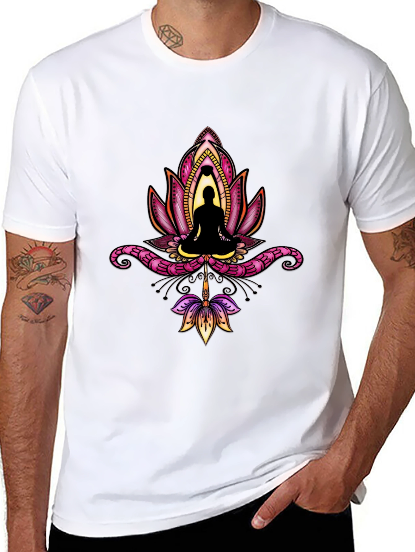 Lotus Buddha Graphic Tee - Black T-Shirt