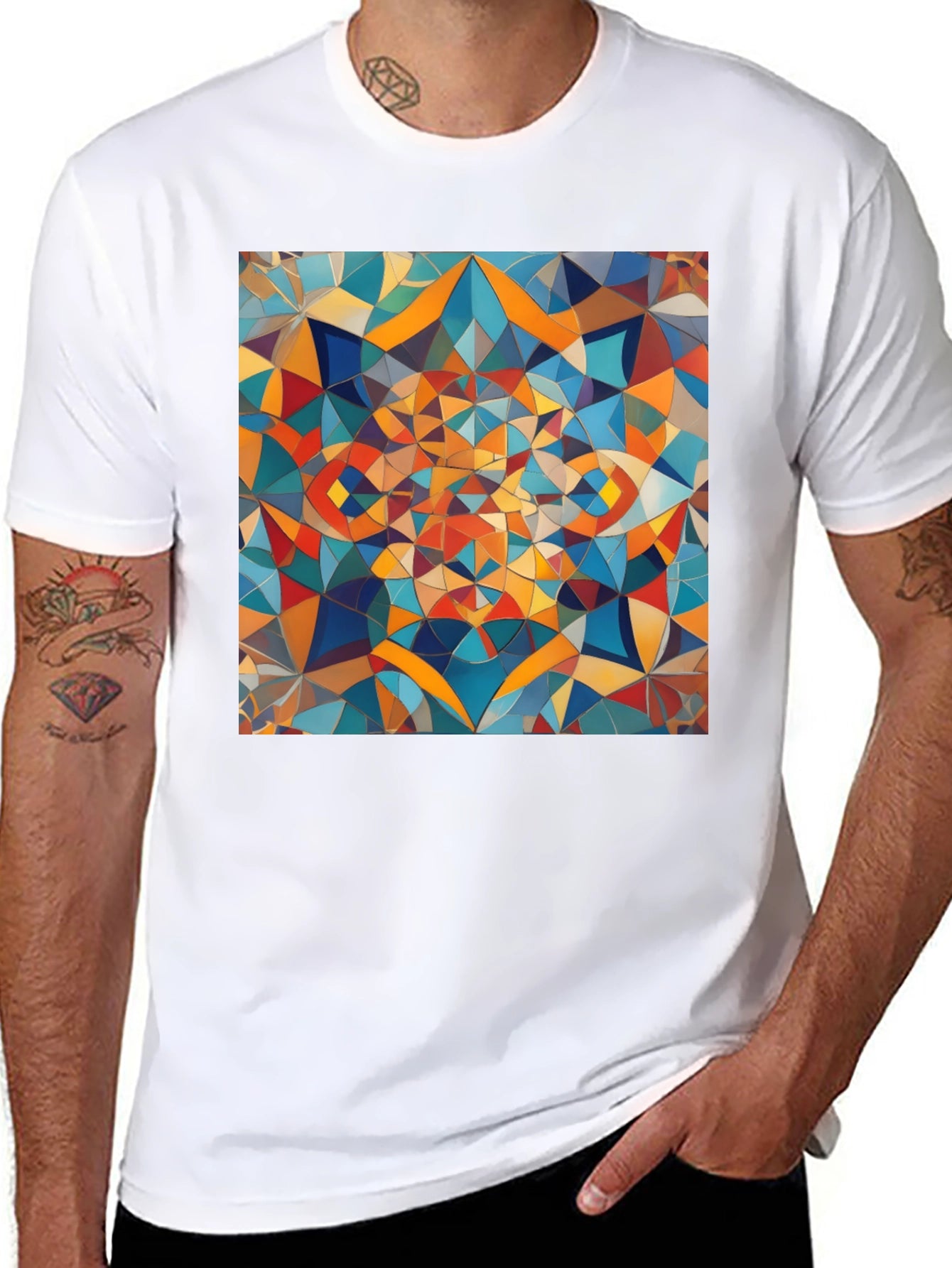Abstract Geometric Art Black T-Shirt
