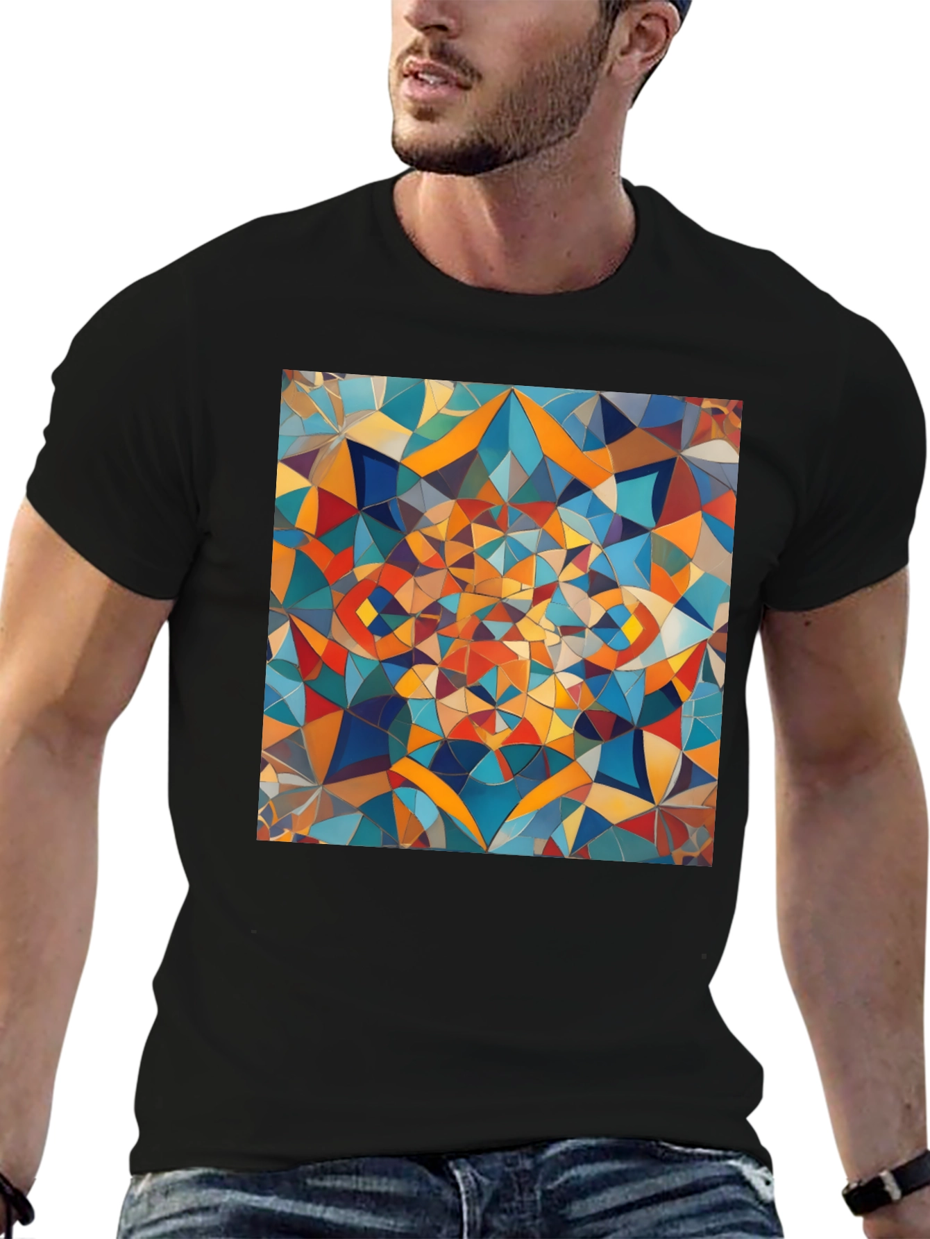 Abstract Geometric Art Black T-Shirt