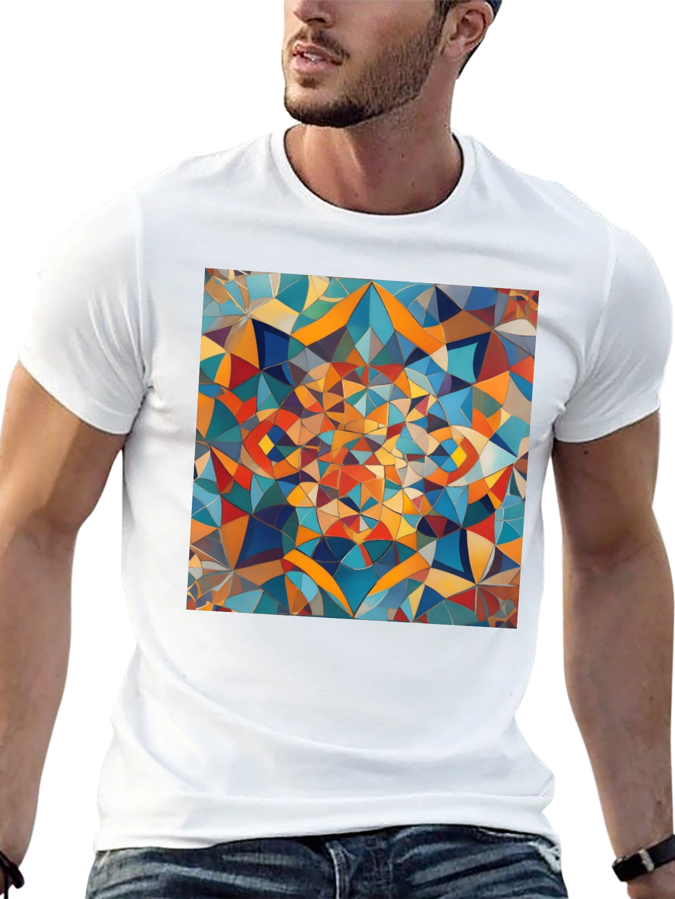 Abstract Geometric Art Black T-Shirt