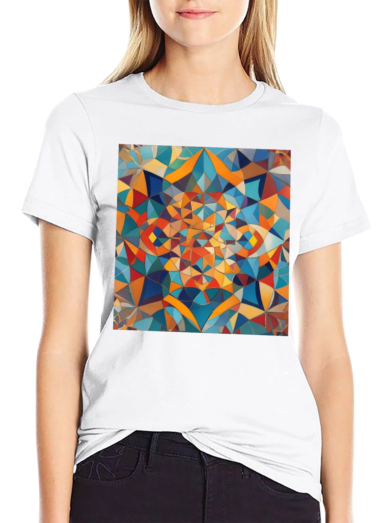 Abstract Geometric Art Black T-Shirt