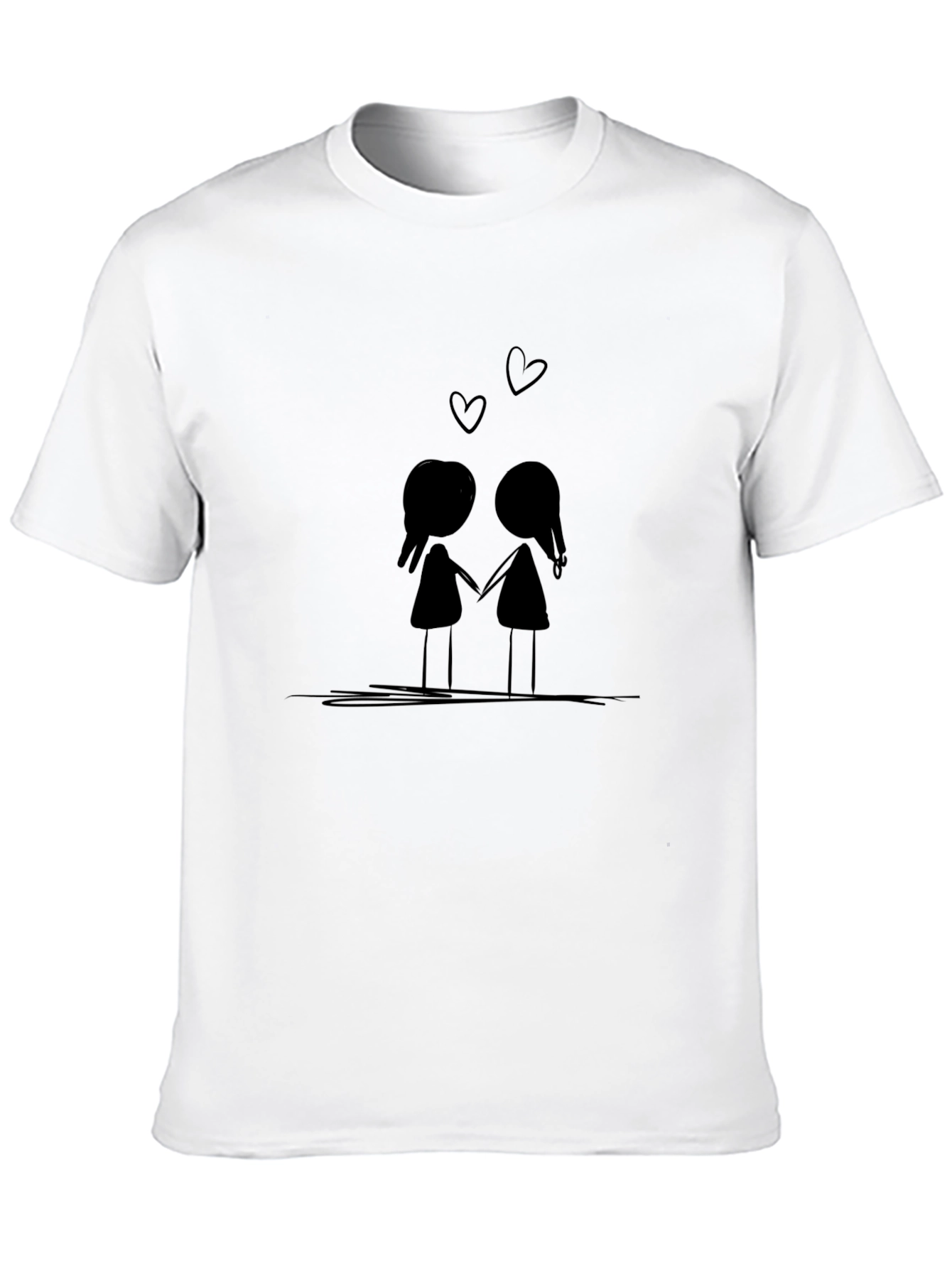 Couple Love Graphic Tee - Black Cotton T-Shirt