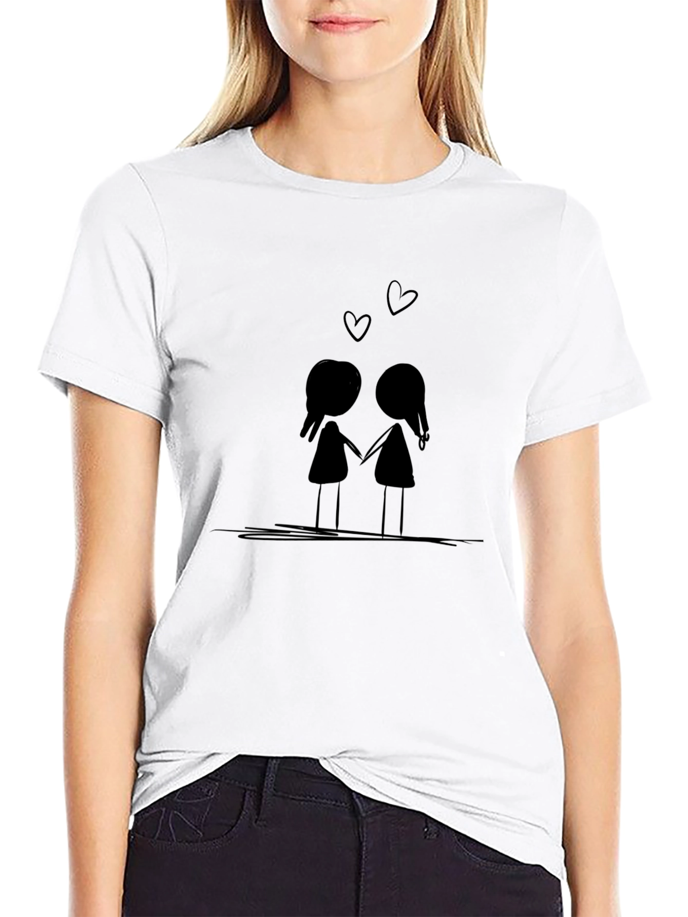 Couple Love Graphic Tee - Black Cotton T-Shirt