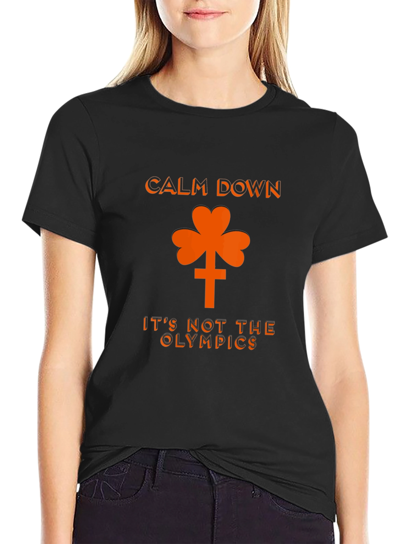 Calm Down Shamrock Novelty Graphic T-Shirt