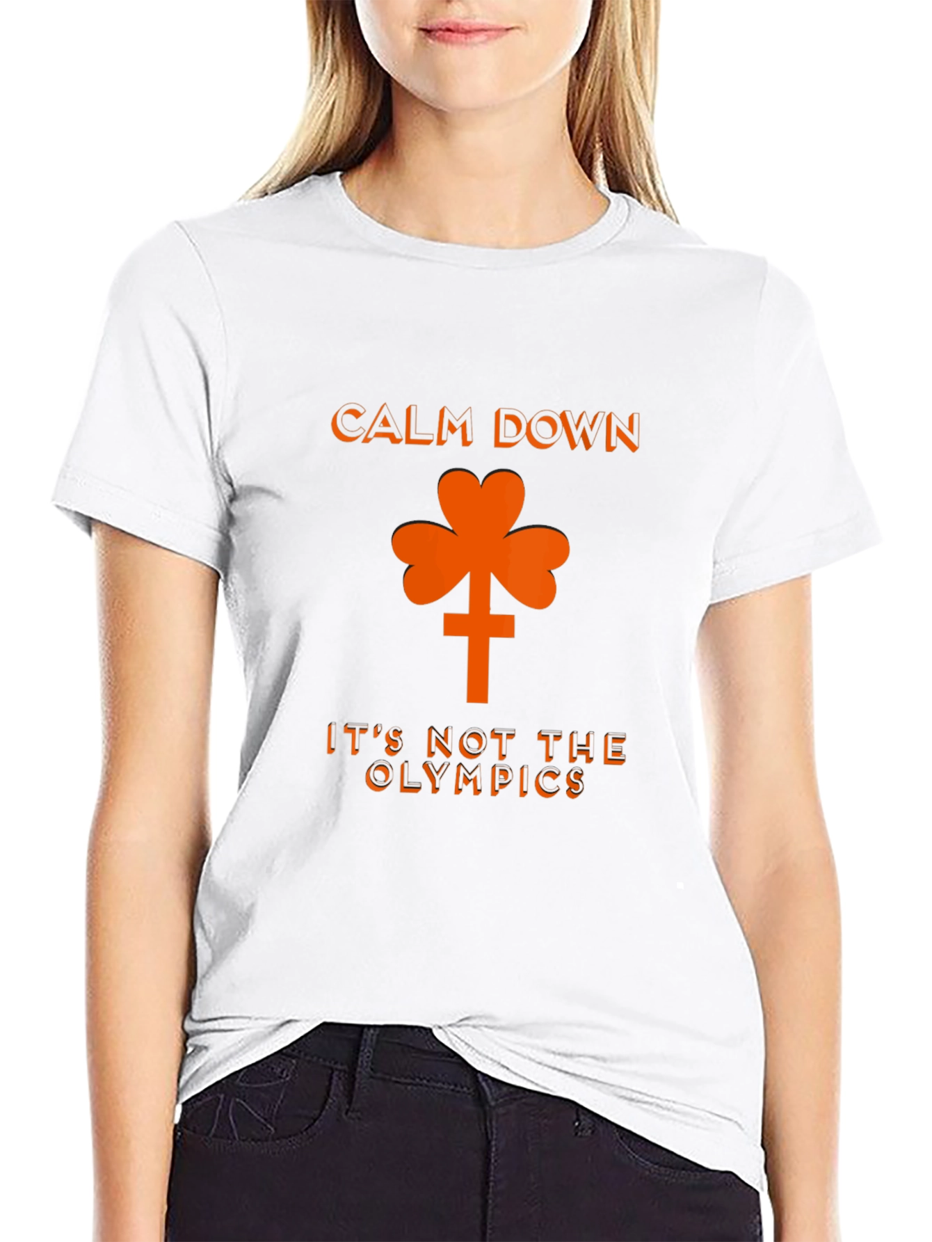 Calm Down Shamrock Novelty Graphic T-Shirt