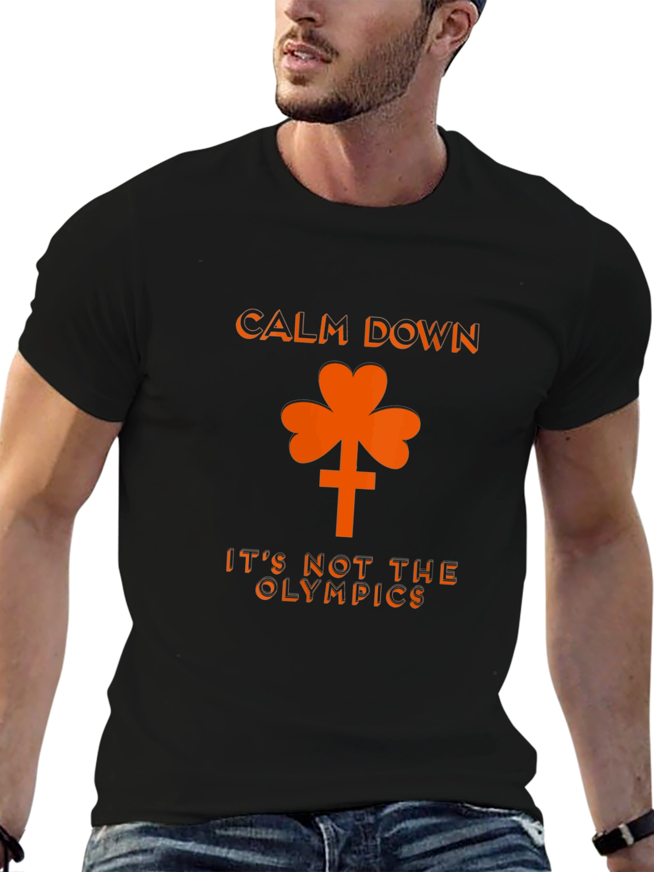 Calm Down Shamrock Novelty Graphic T-Shirt