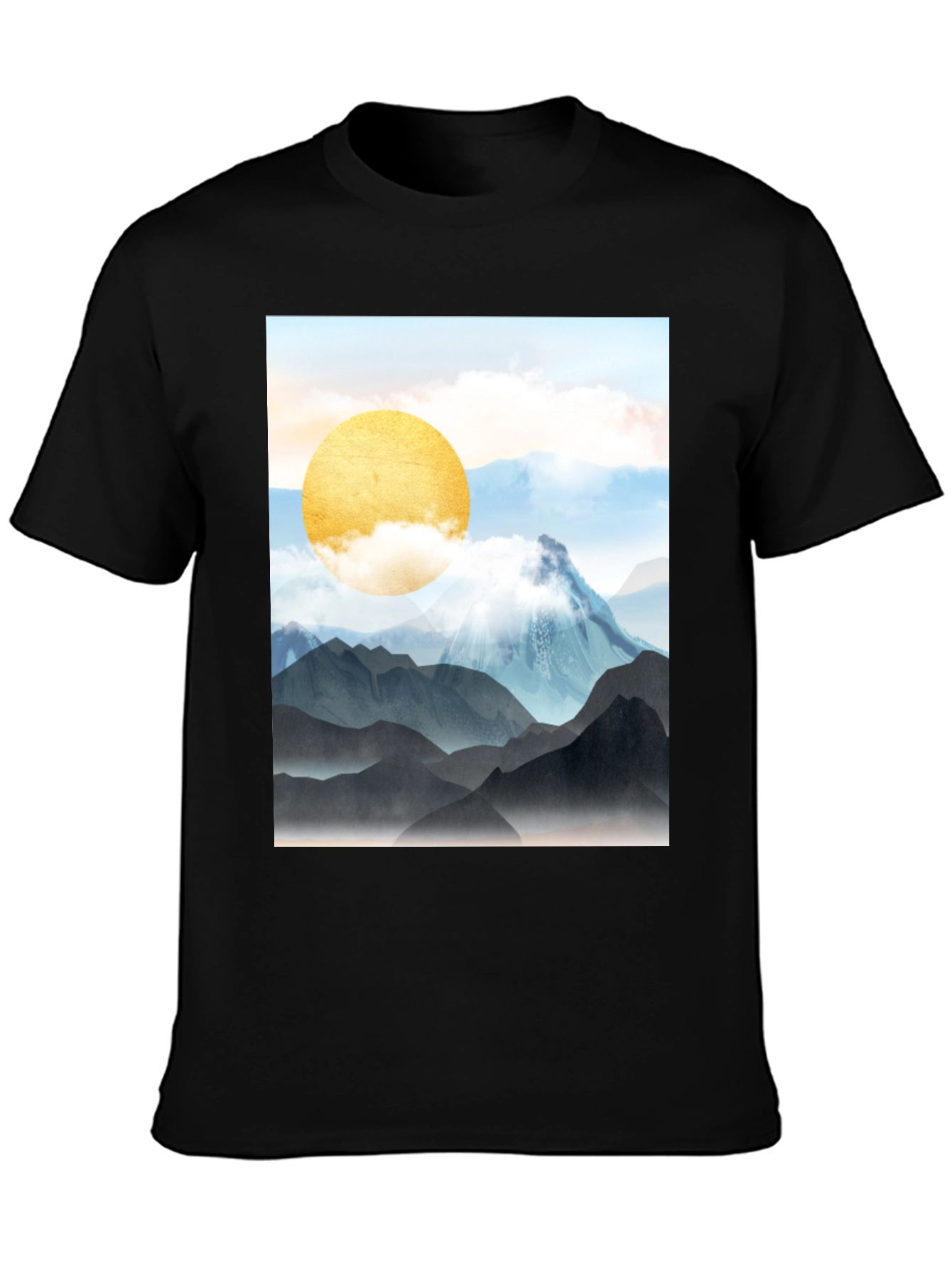 Mountain Sun Graphic Tee - Stylish Black T-Shirt