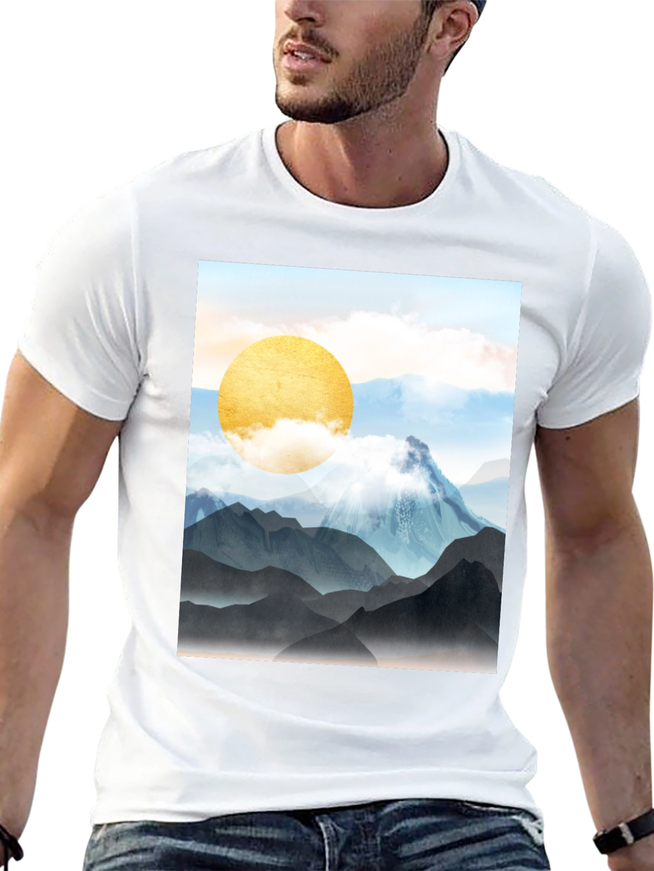 Mountain Sun Graphic Tee - Stylish Black T-Shirt