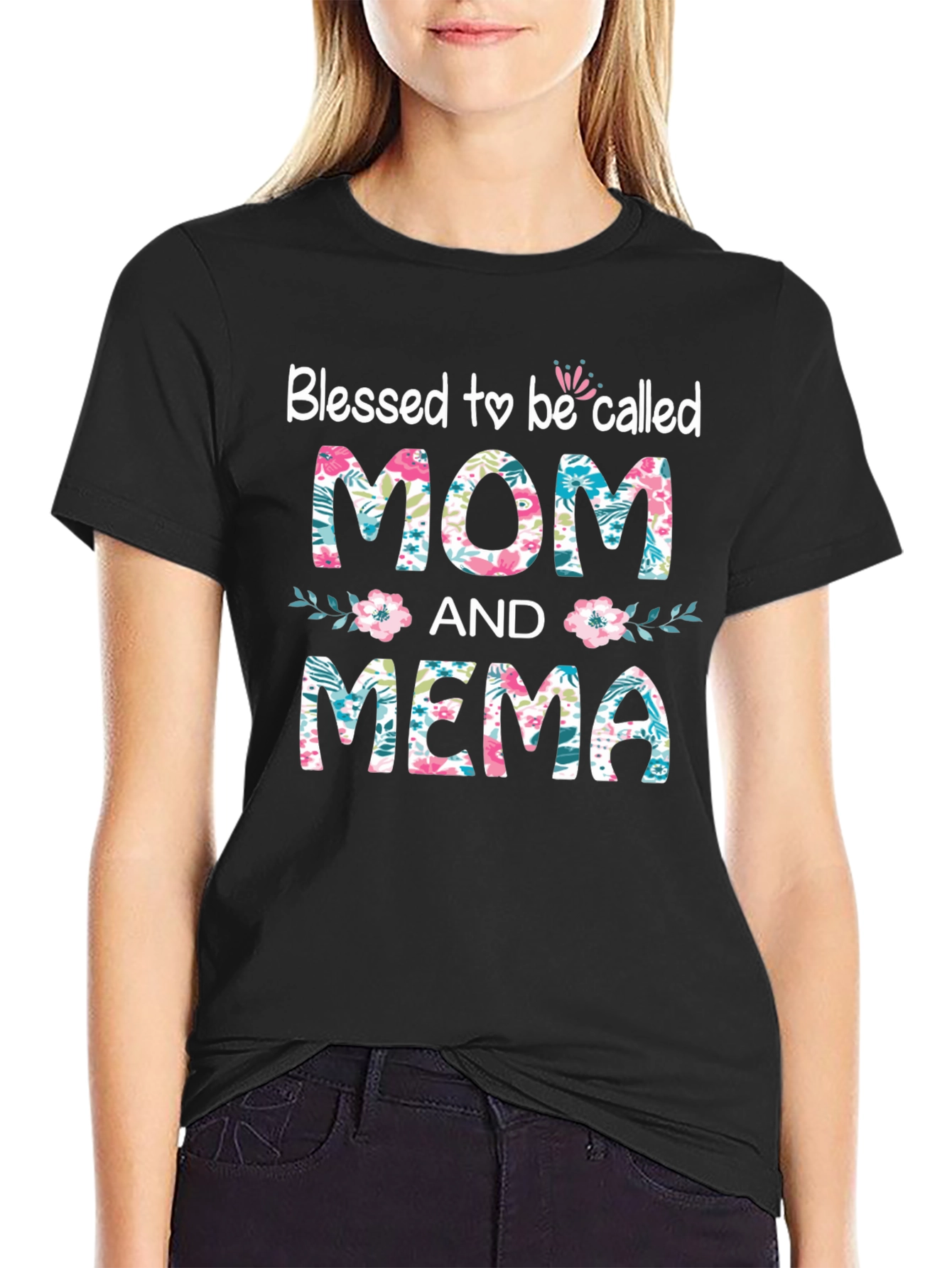 Blessed Mom & Mema Floral T-Shirt