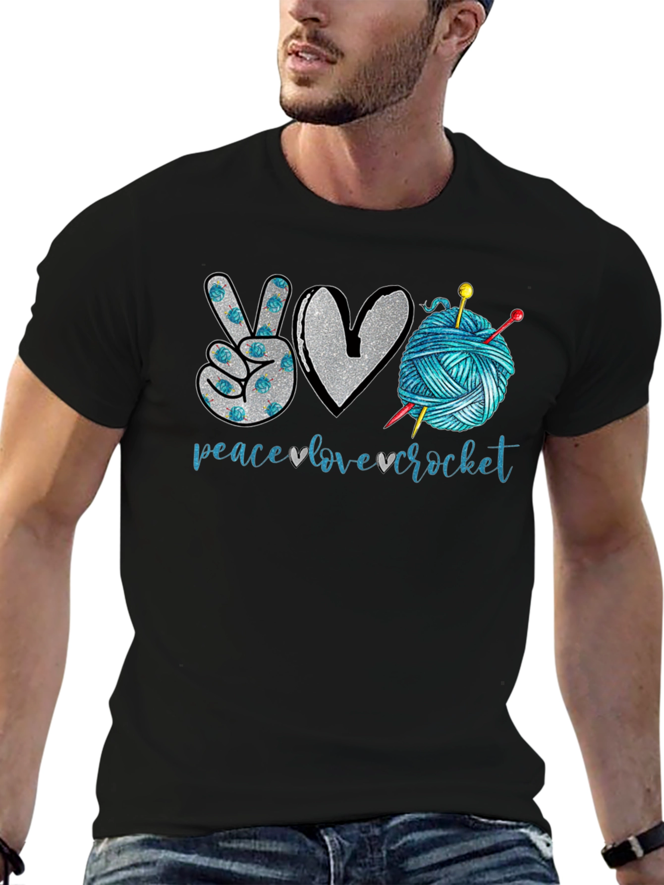 Peace Love Crochet T-Shirt - Crafting Tee