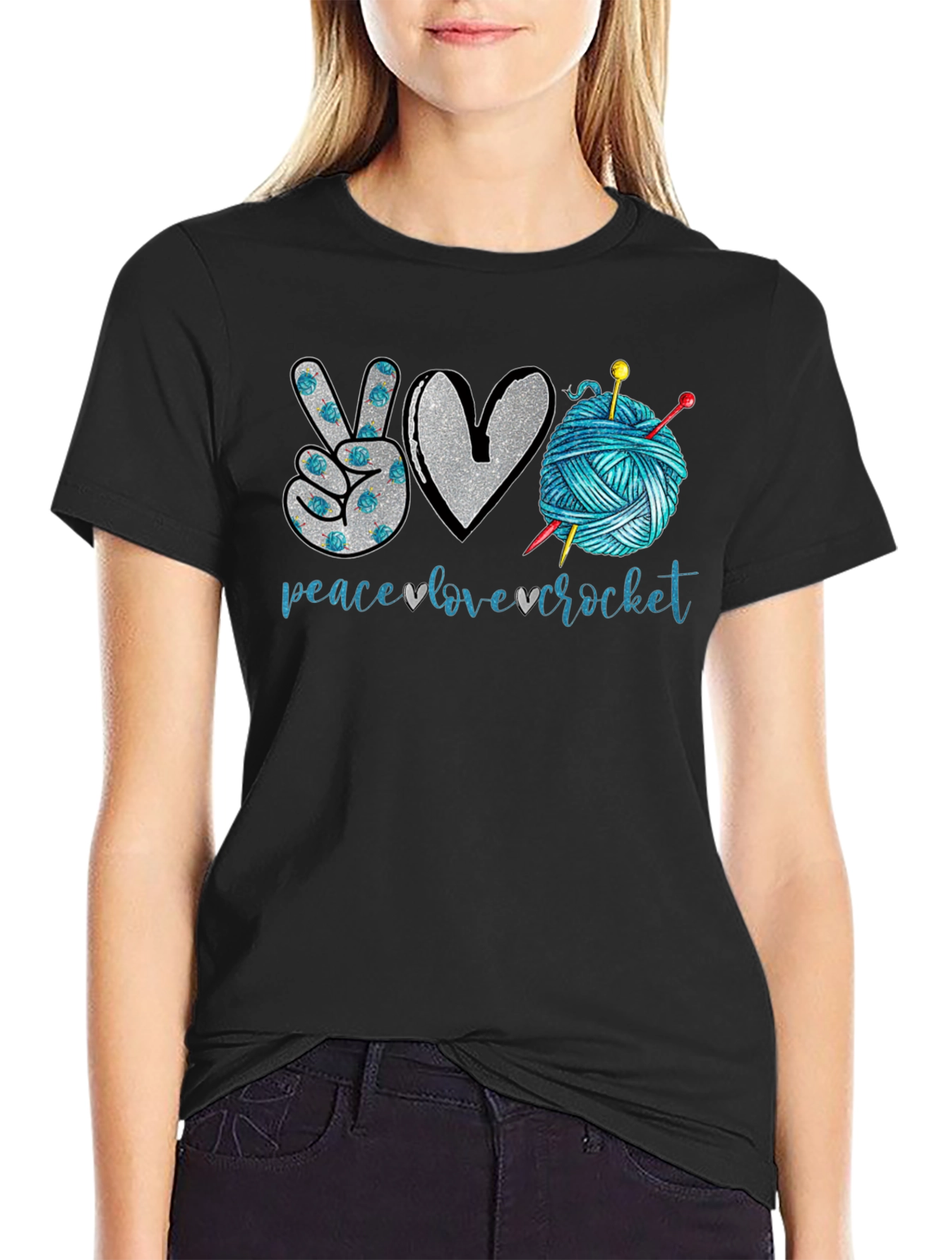 Peace Love Crochet T-Shirt - Crafting Tee