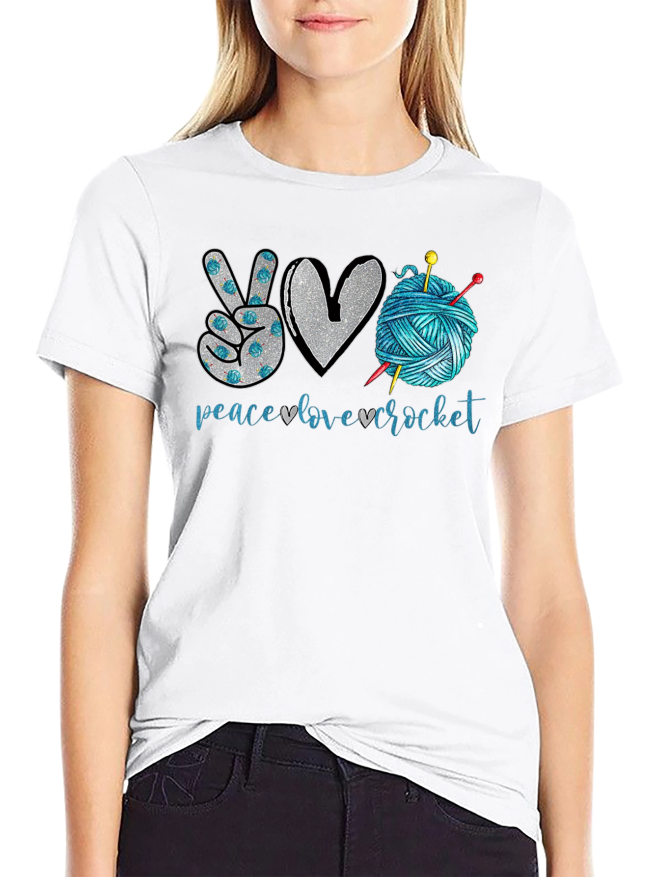 Peace Love Crochet T-Shirt - Crafting Tee