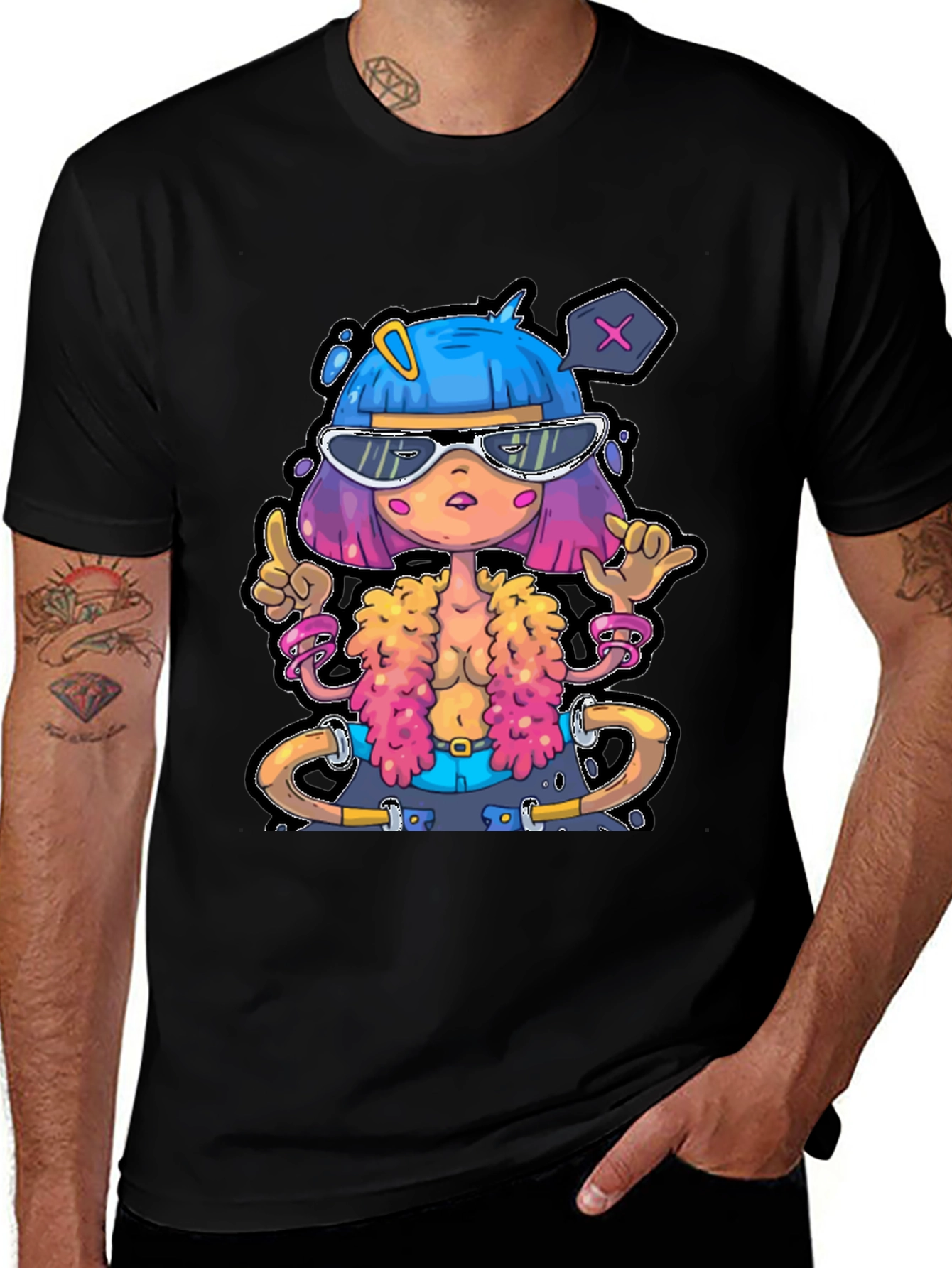Funky Cartoon Graphic T-Shirt