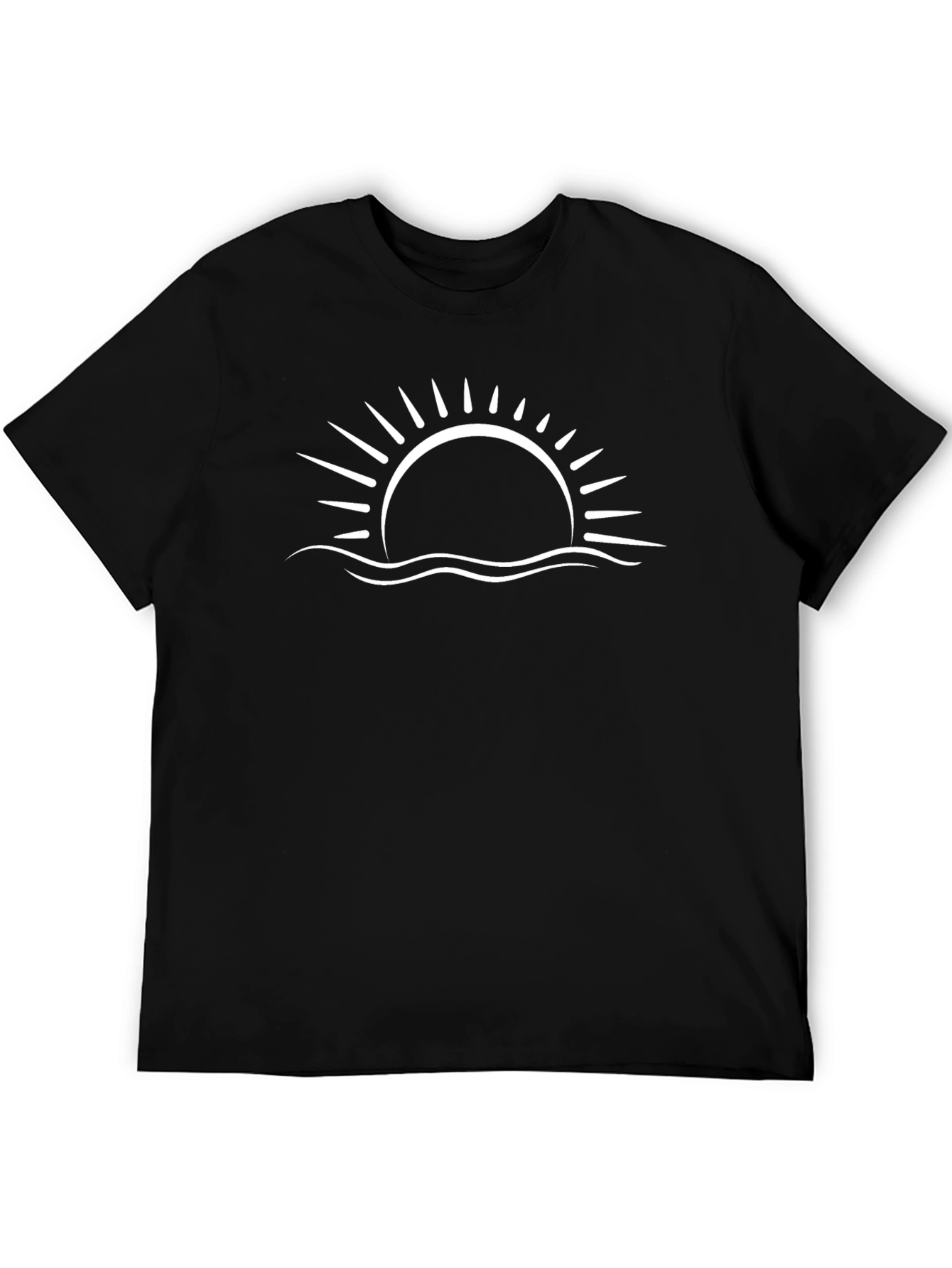 Sunset Wave Graphic Tee - Black Cotton Blend
