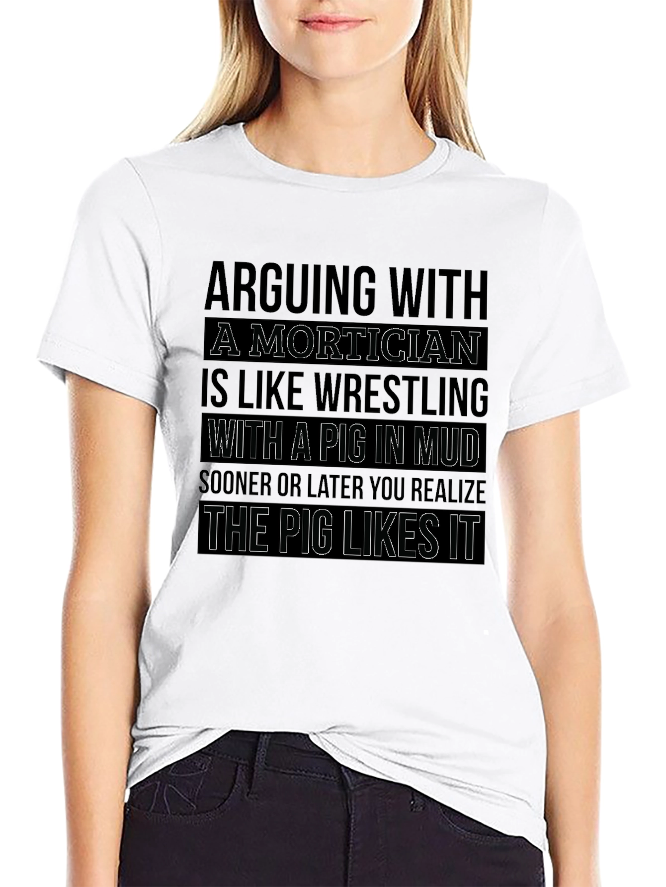 Mortician Pig Wrestling Novelty Graphic T-Shirt
