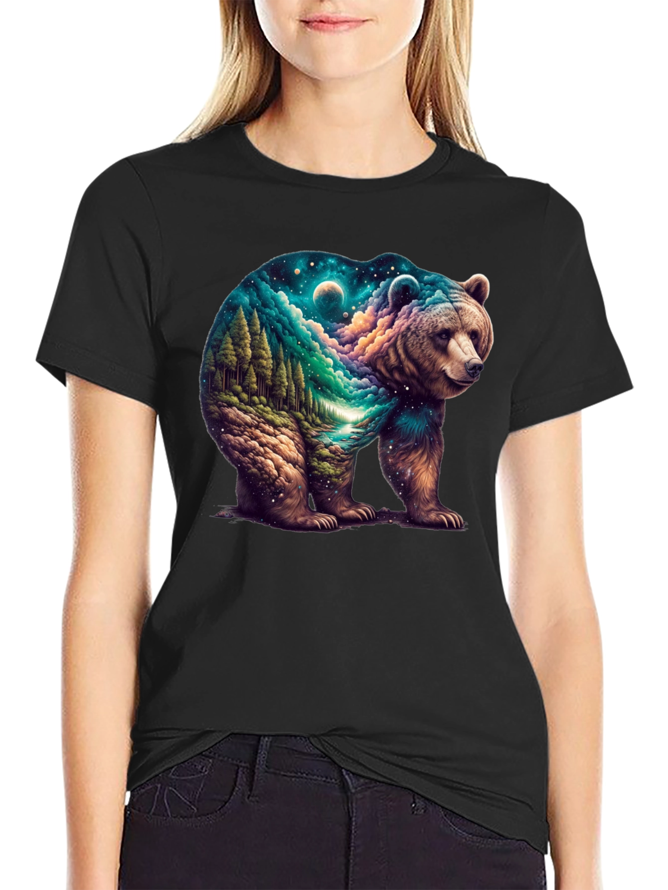 Nature Bear Graphic T-Shirt - Mens Black Tee