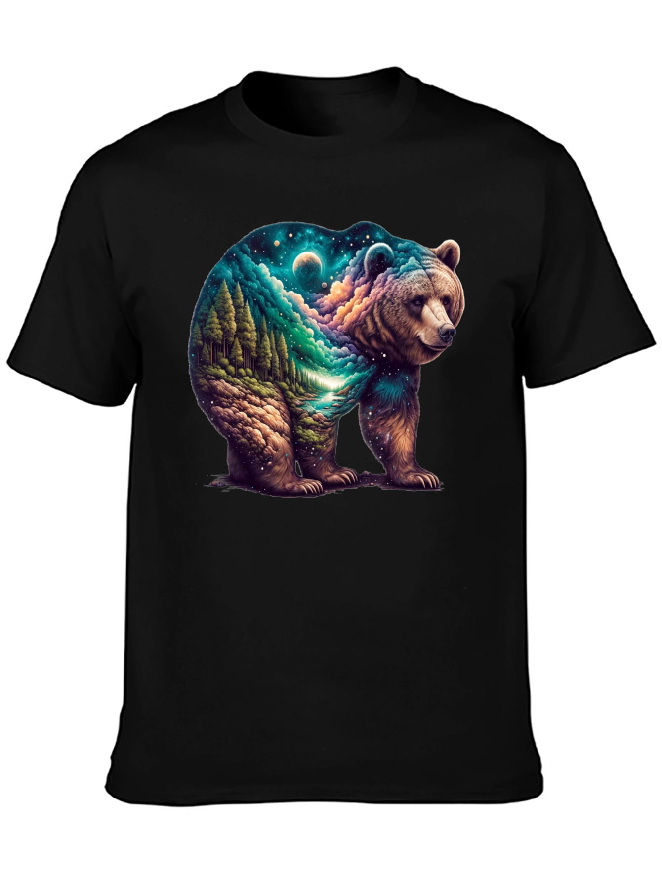 Nature Bear Graphic T-Shirt - Mens Black Tee